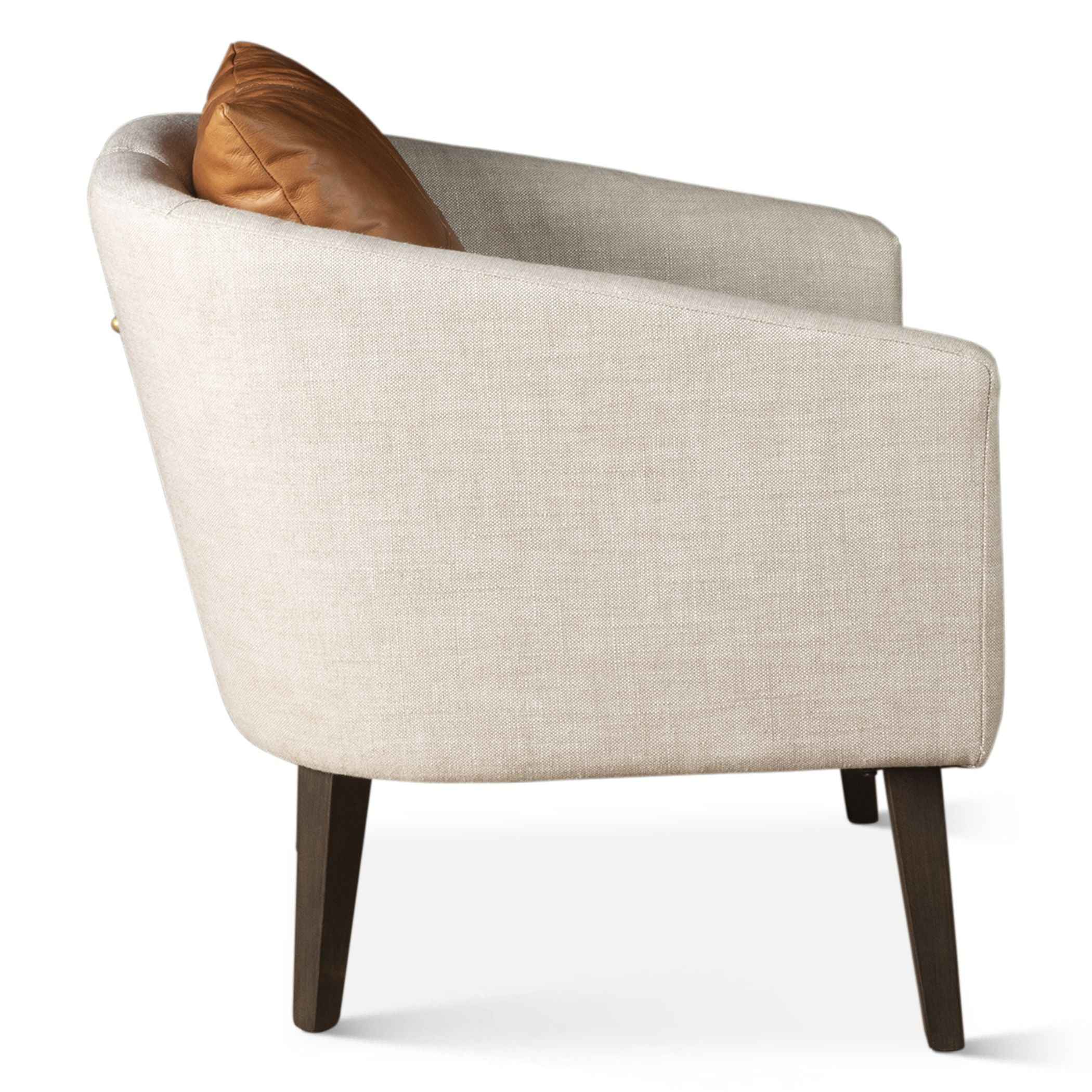 Jessie 22" Accent Chair in Beige Linen with Tan Leather Accent Pillow - Image 4