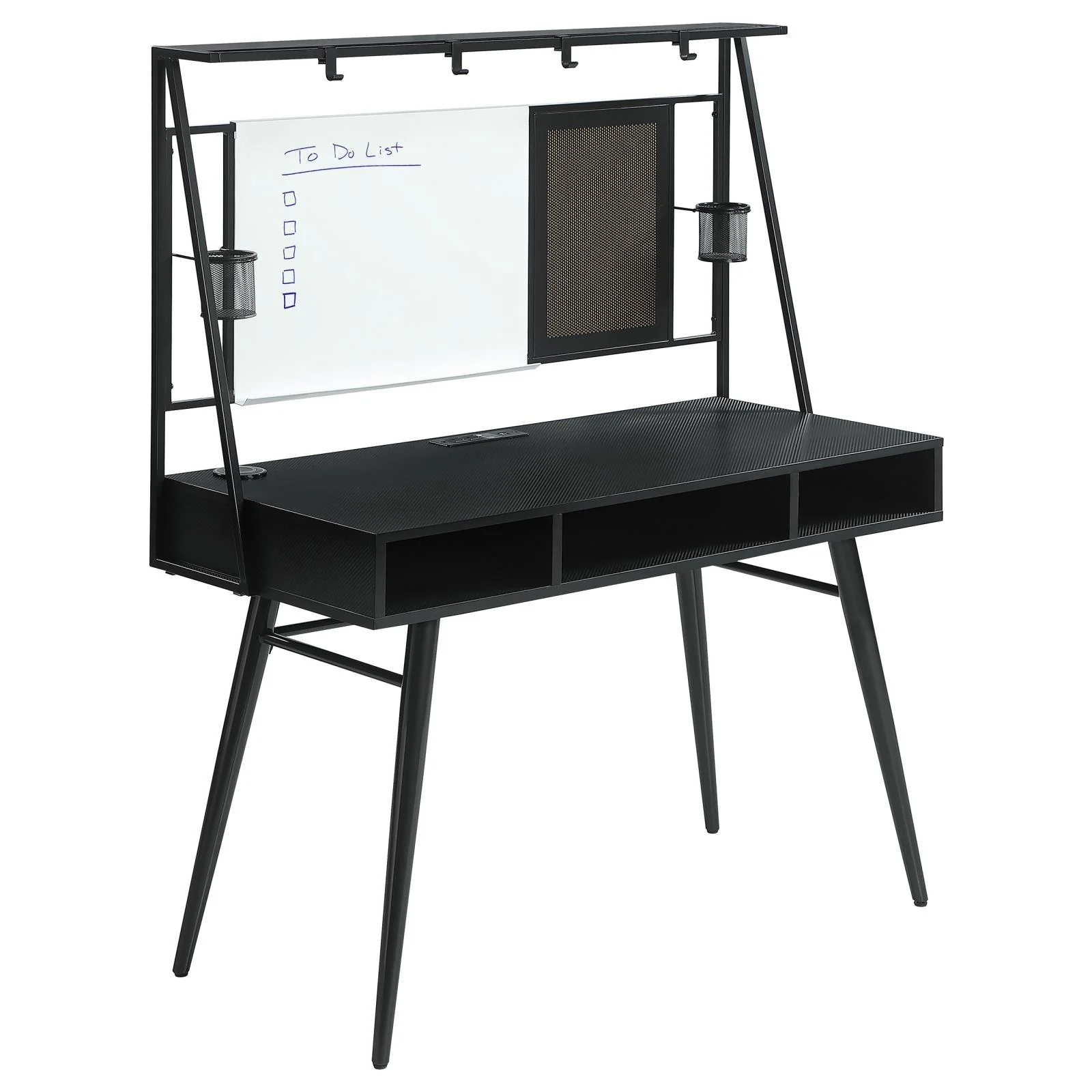 Jessie Black/Gunmetal Writing Desk with USB Ports - Image 2