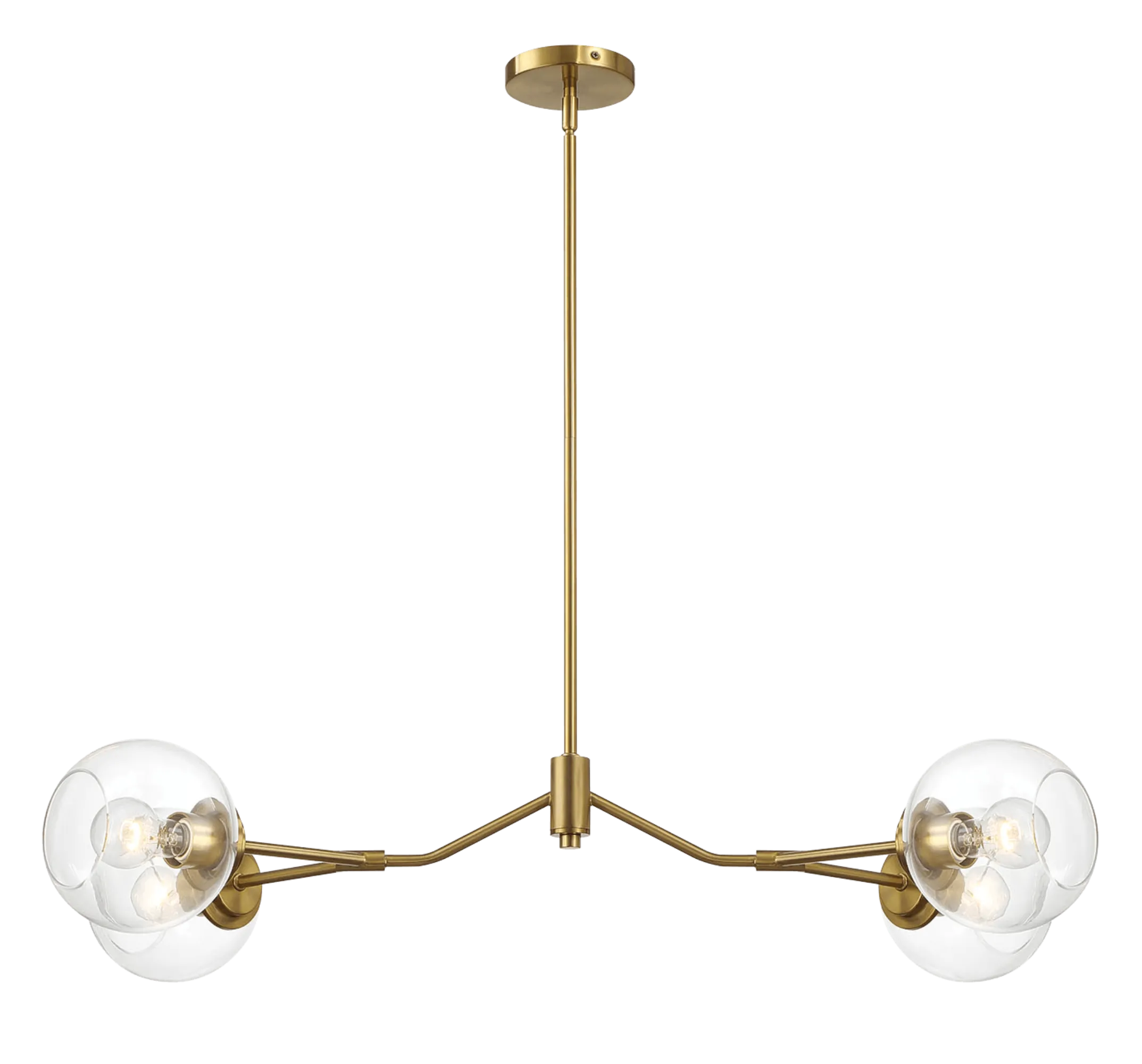 Jewel Four Lights Modern Farmhouse Chandelier Ceiling Hanging Light Fixture For Kitchen Island Dining Room 36"L × 20"W × 7.25"H with Clear Glass - Image 4