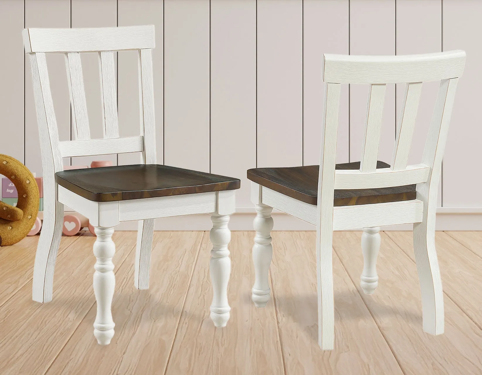 Joanna Mocha/Ivory Solid Wood Kids Dining Side Chair - Image 7