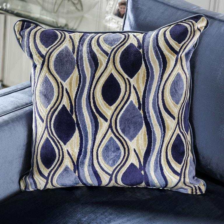 Jodie Satin Blue & Silver Stationary Sofa & Loveseat - Image 8