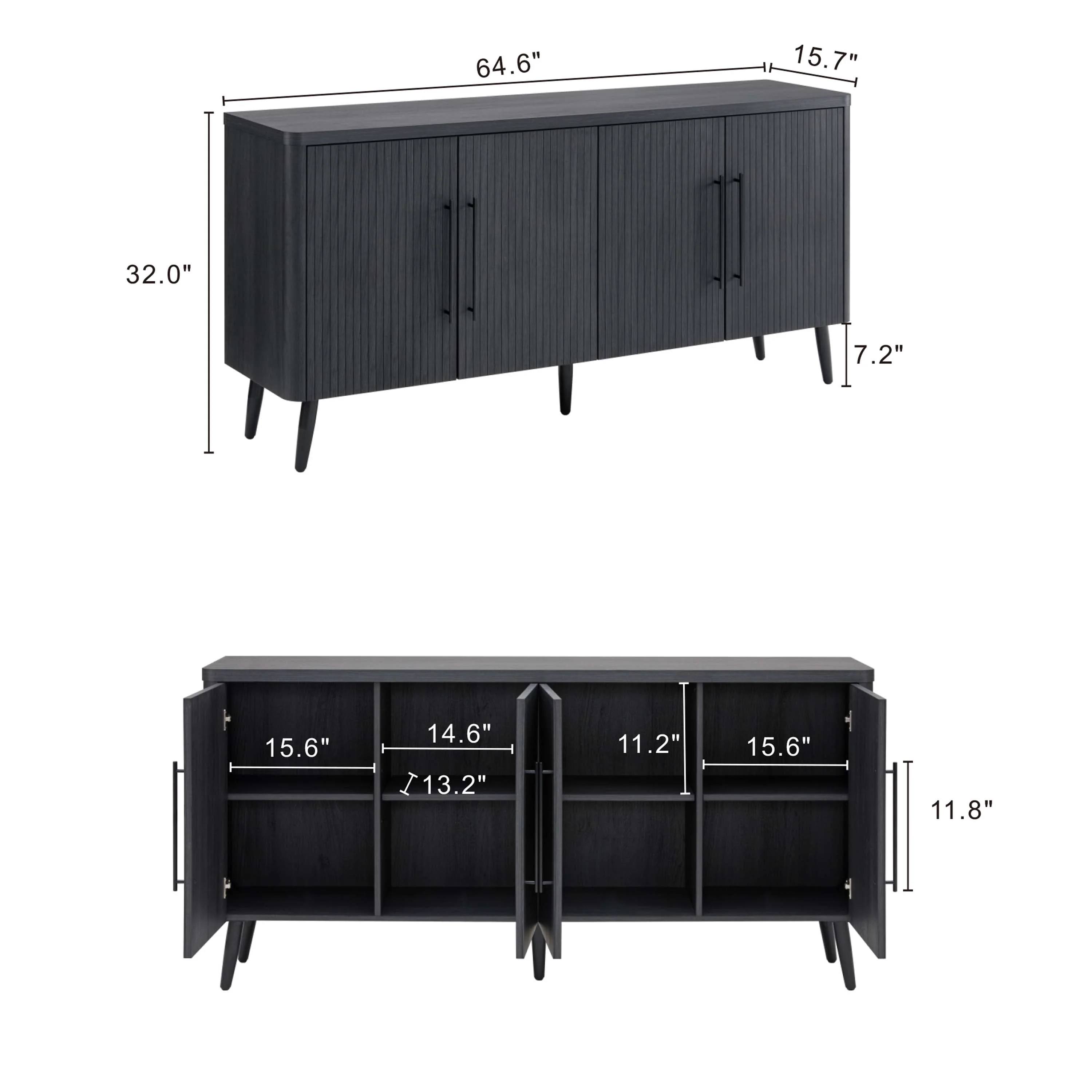 Jodie Sideboard in Charcoal Grey - Image 3