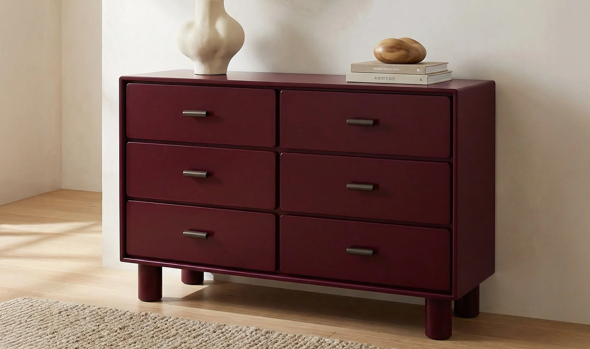 Jolene 6 Drawer Dresser Deep Red - Image 4