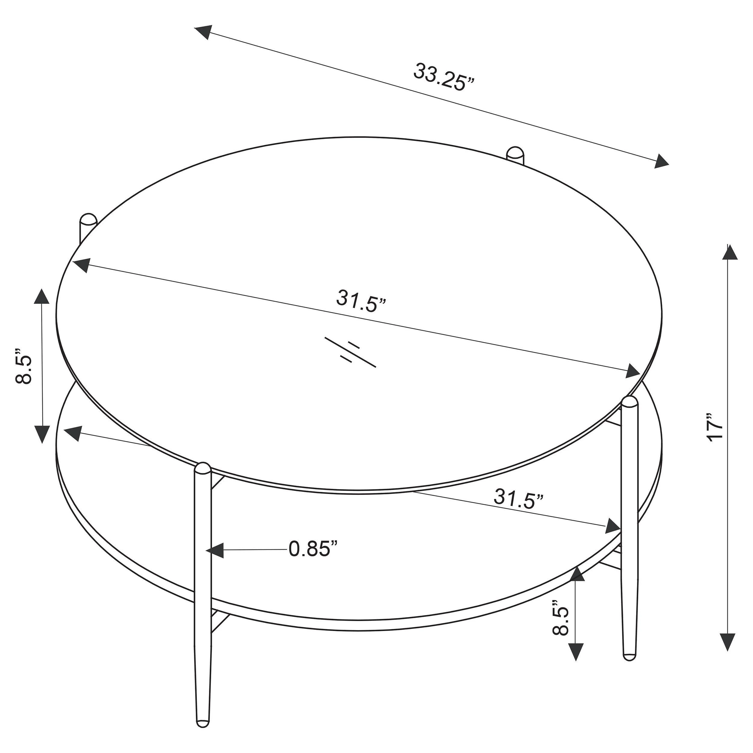 Jonelle Round Glass Top Coffee Table White Marble Shelf Gold - Image 9