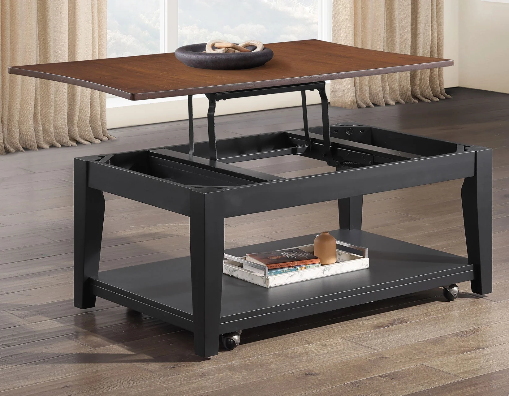 Joplin Walnut/Ebony 3-Piece Lift-Top Table Set - Image 4