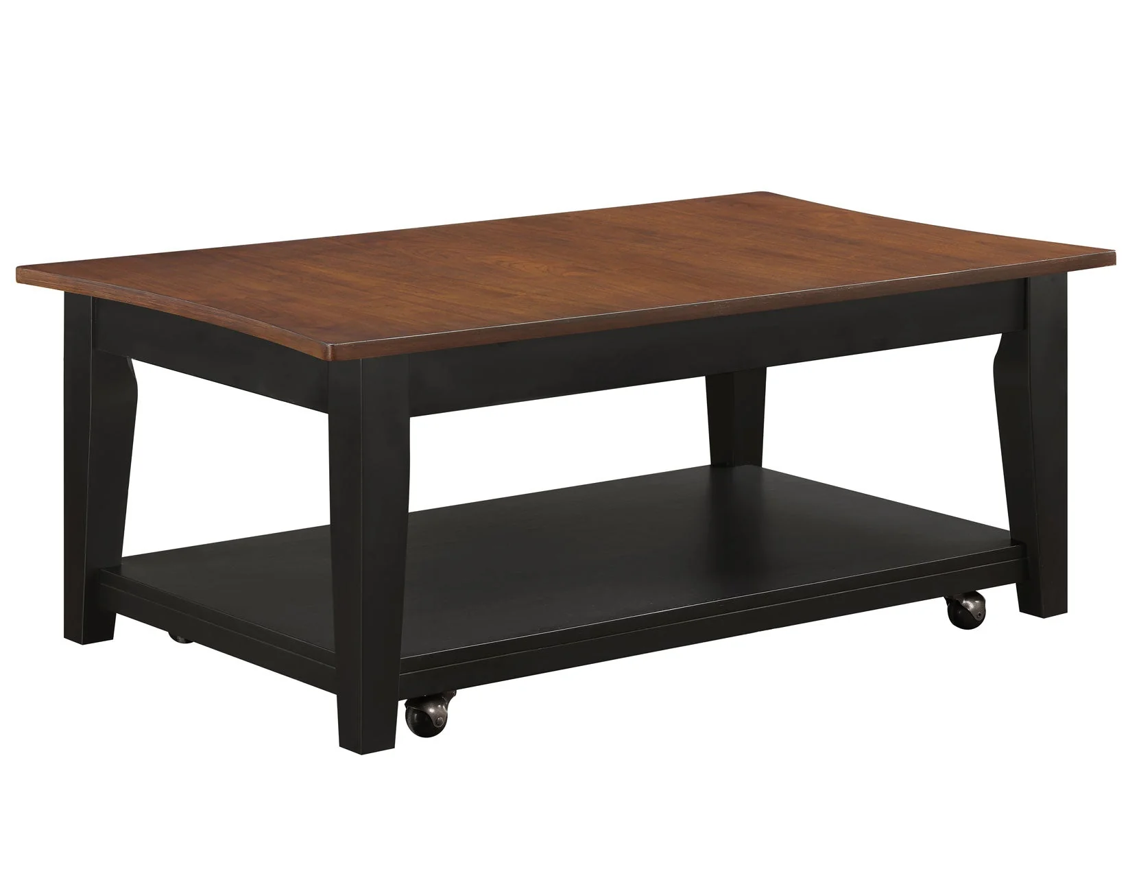 Joplin Walnut/Ebony Lift-Top Cocktail Table with Casters - Image 4