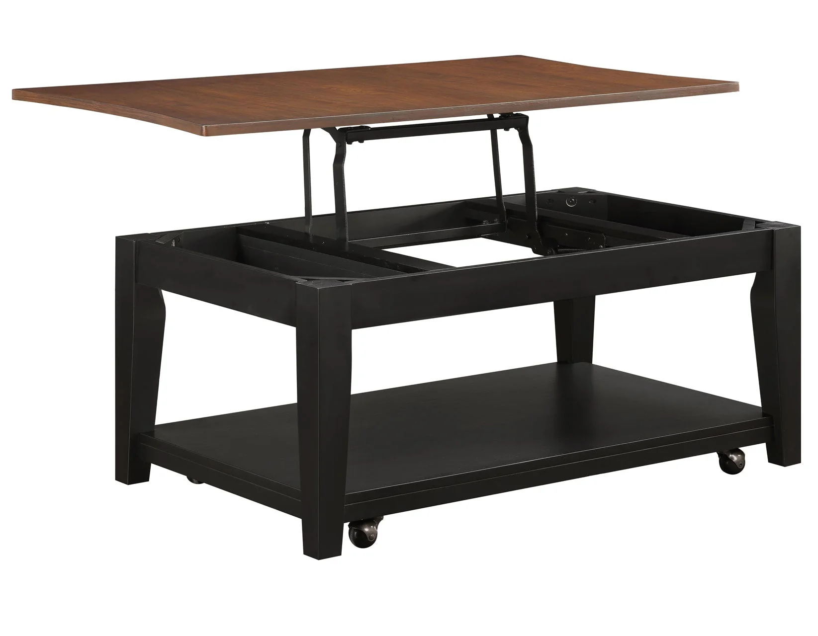 Joplin Walnut/Ebony Lift-Top Cocktail Table with Casters - Image 5
