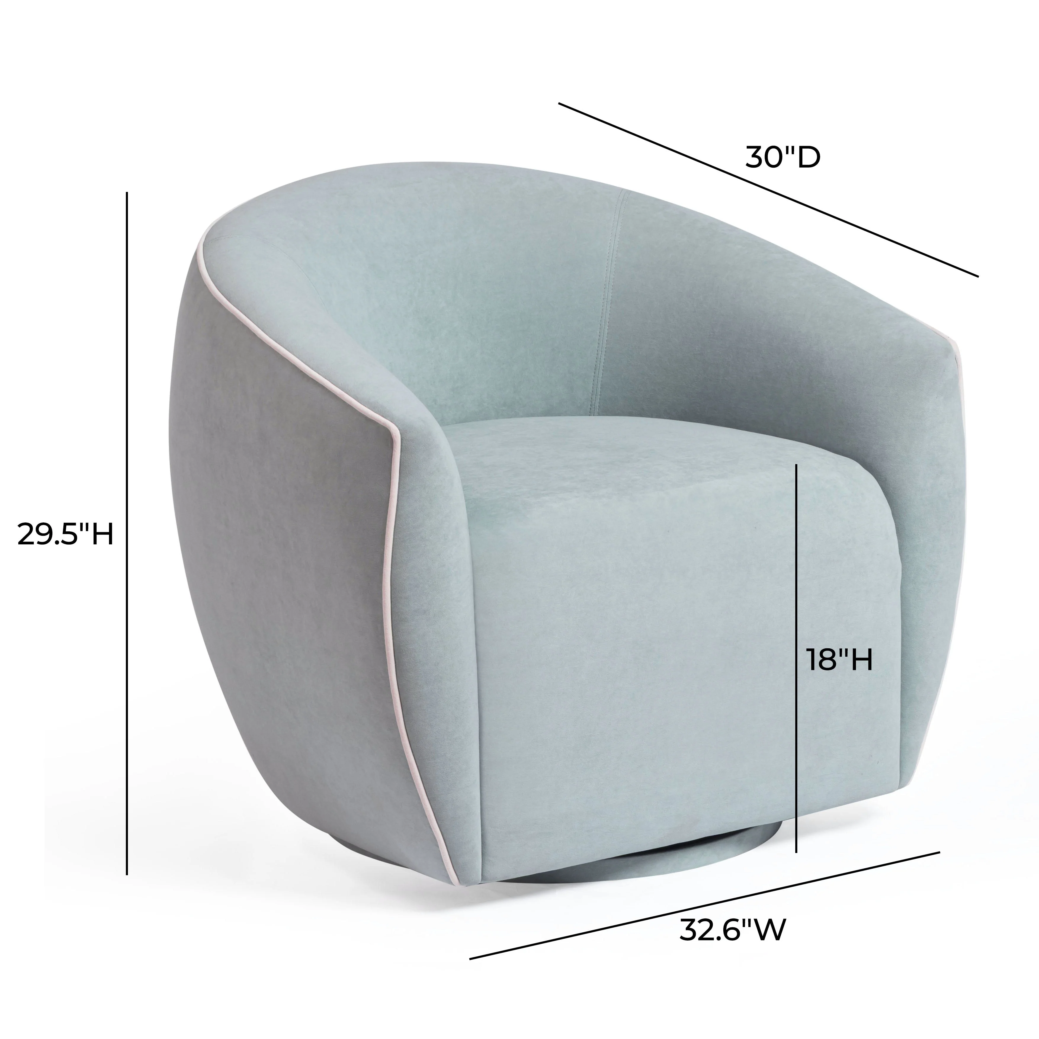 Jordan Contrast Piping Velvet Swivel Chair - Image 13