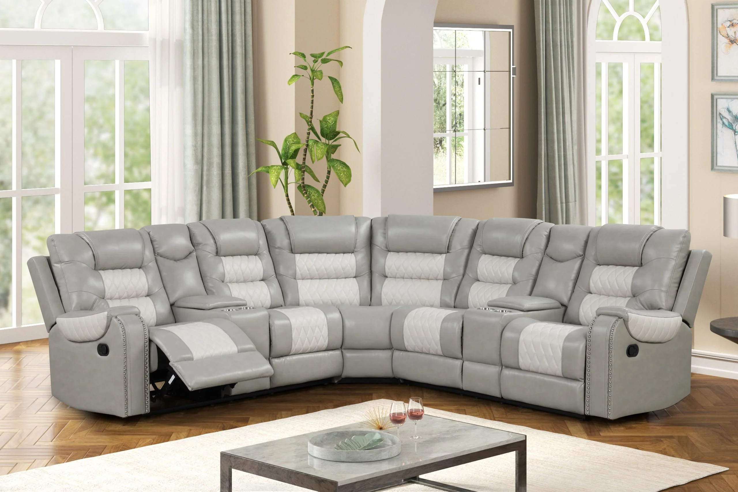 Jordon Grey Two-Tone Reclining Sectional