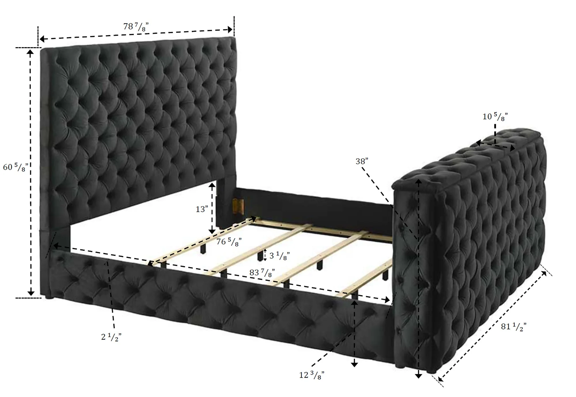 Josephine Black King Upholstered Panel Bed with TV Lift - Image 6