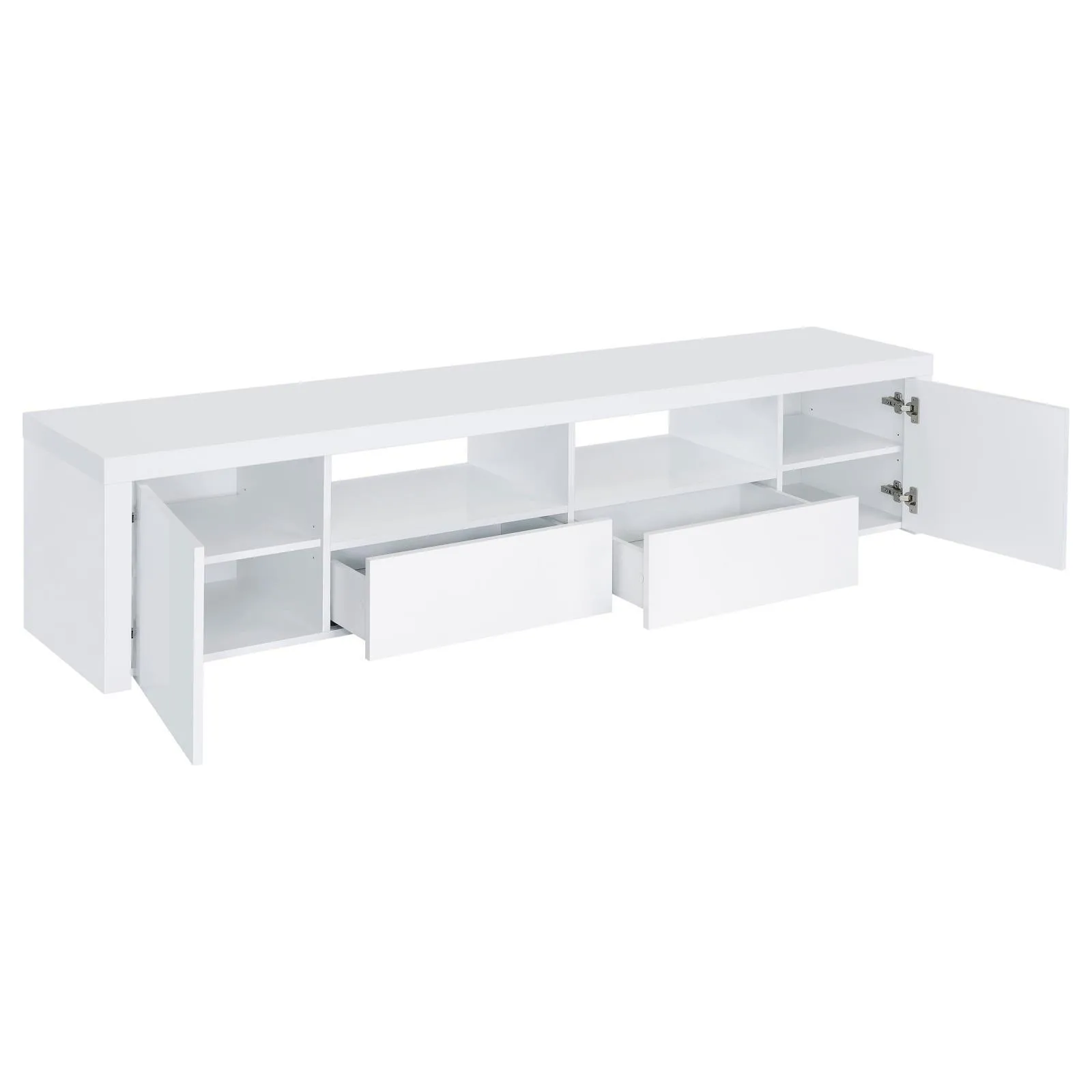 Jude White High Gloss 2-door 79" TV Stand With Drawers - Image 2