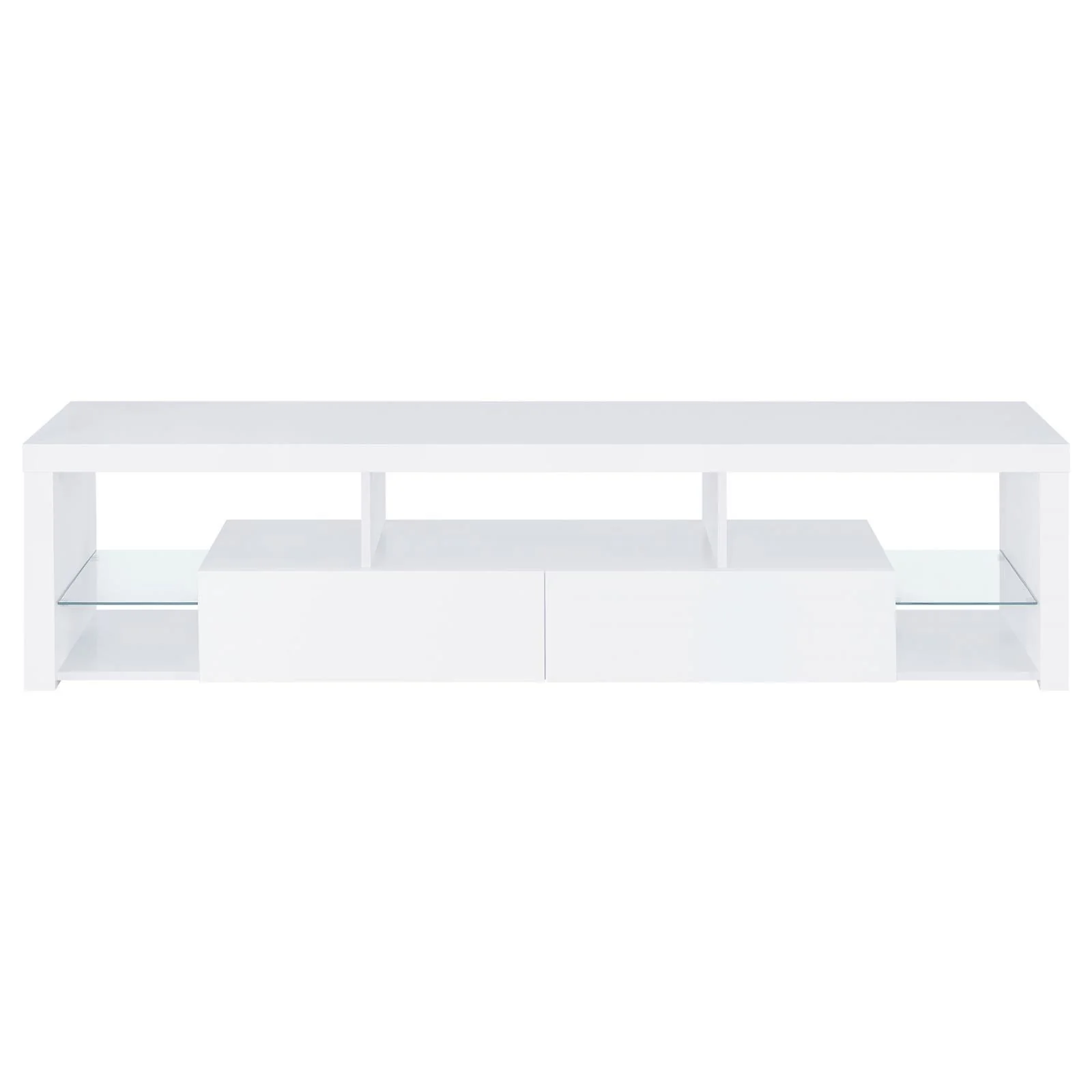 Jude White High Gloss 2-drawer 71" TV Stand With Shelving - Image 3