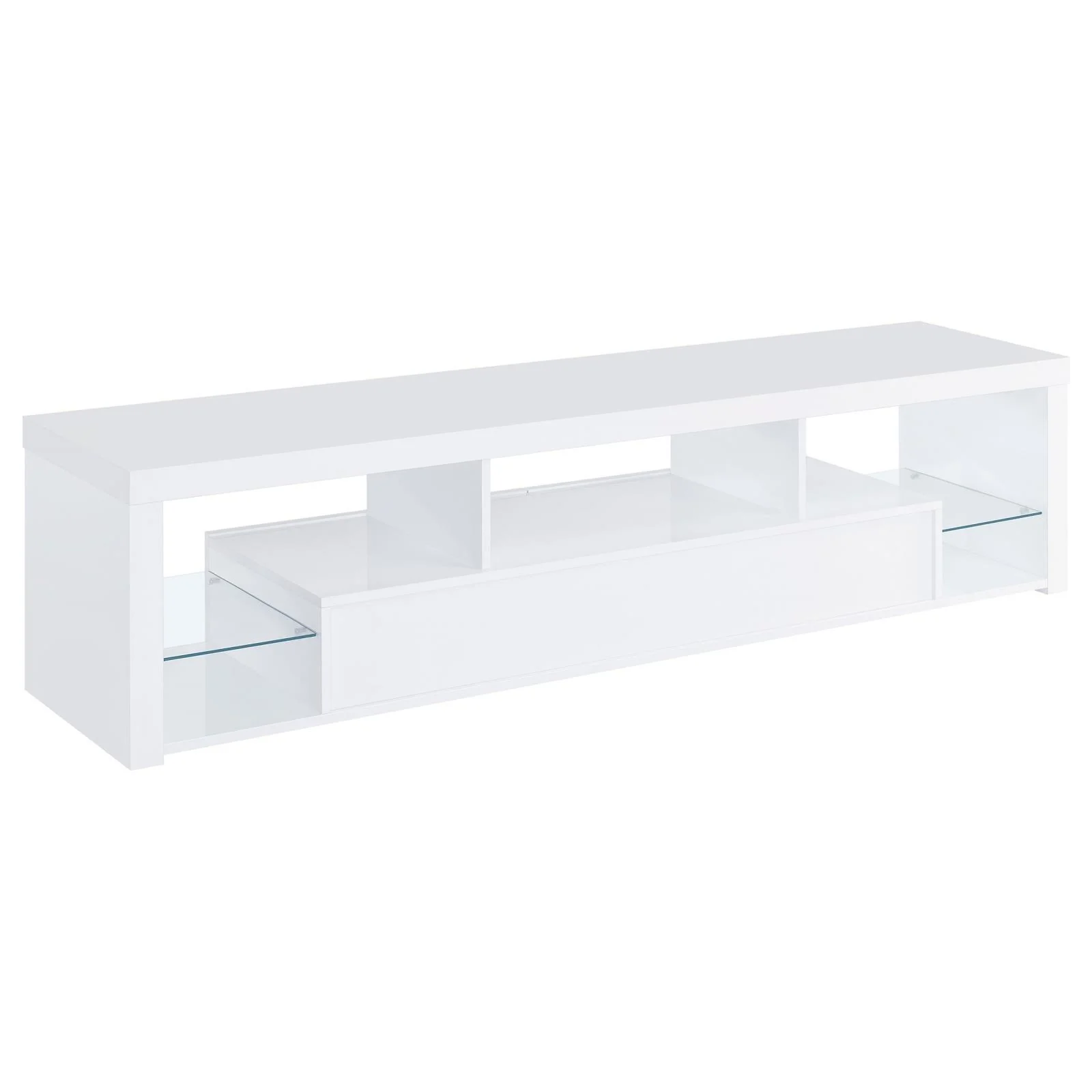 Jude White High Gloss 2-drawer 71" TV Stand With Shelving - Image 6