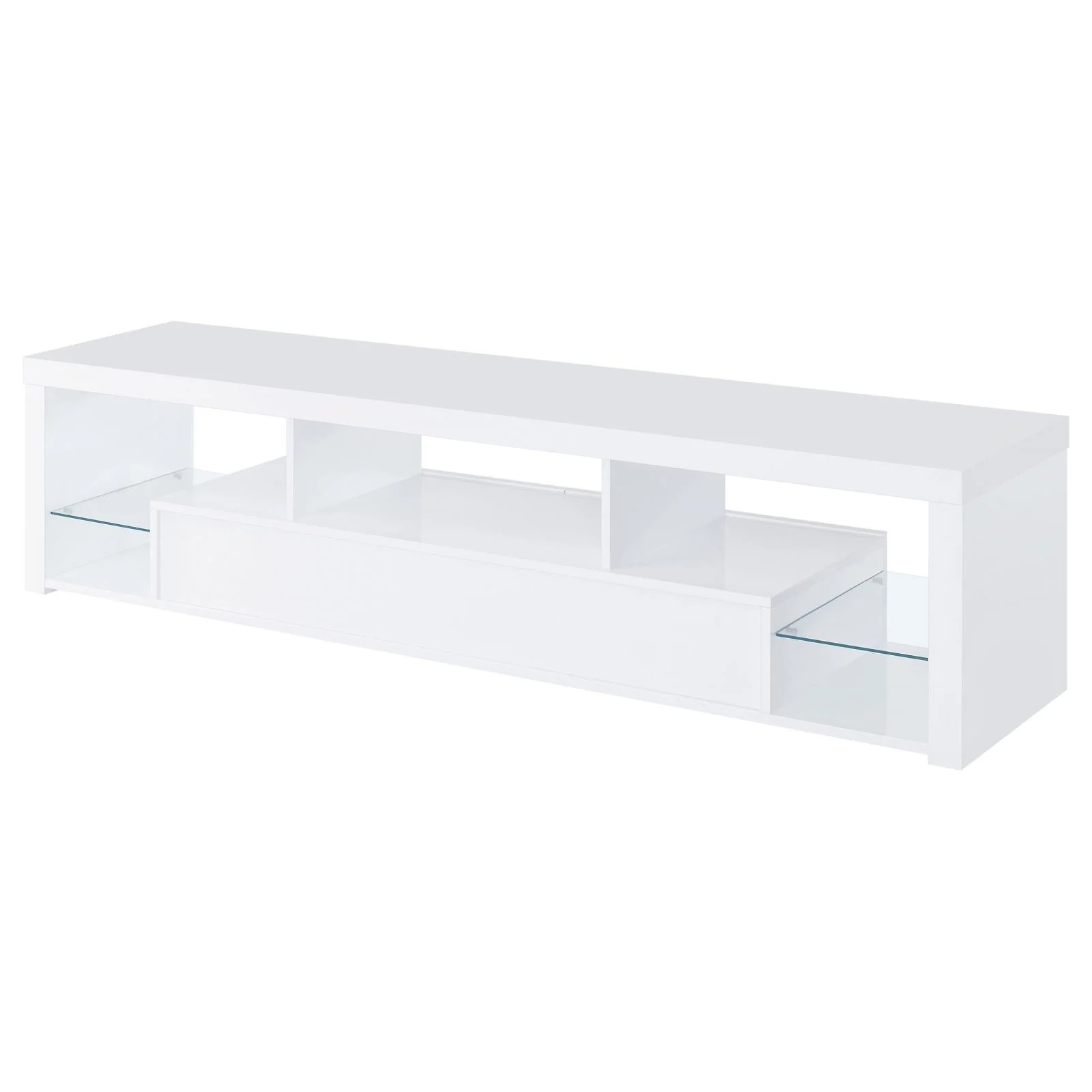 Jude White High Gloss 2-drawer 71" TV Stand With Shelving - Image 8