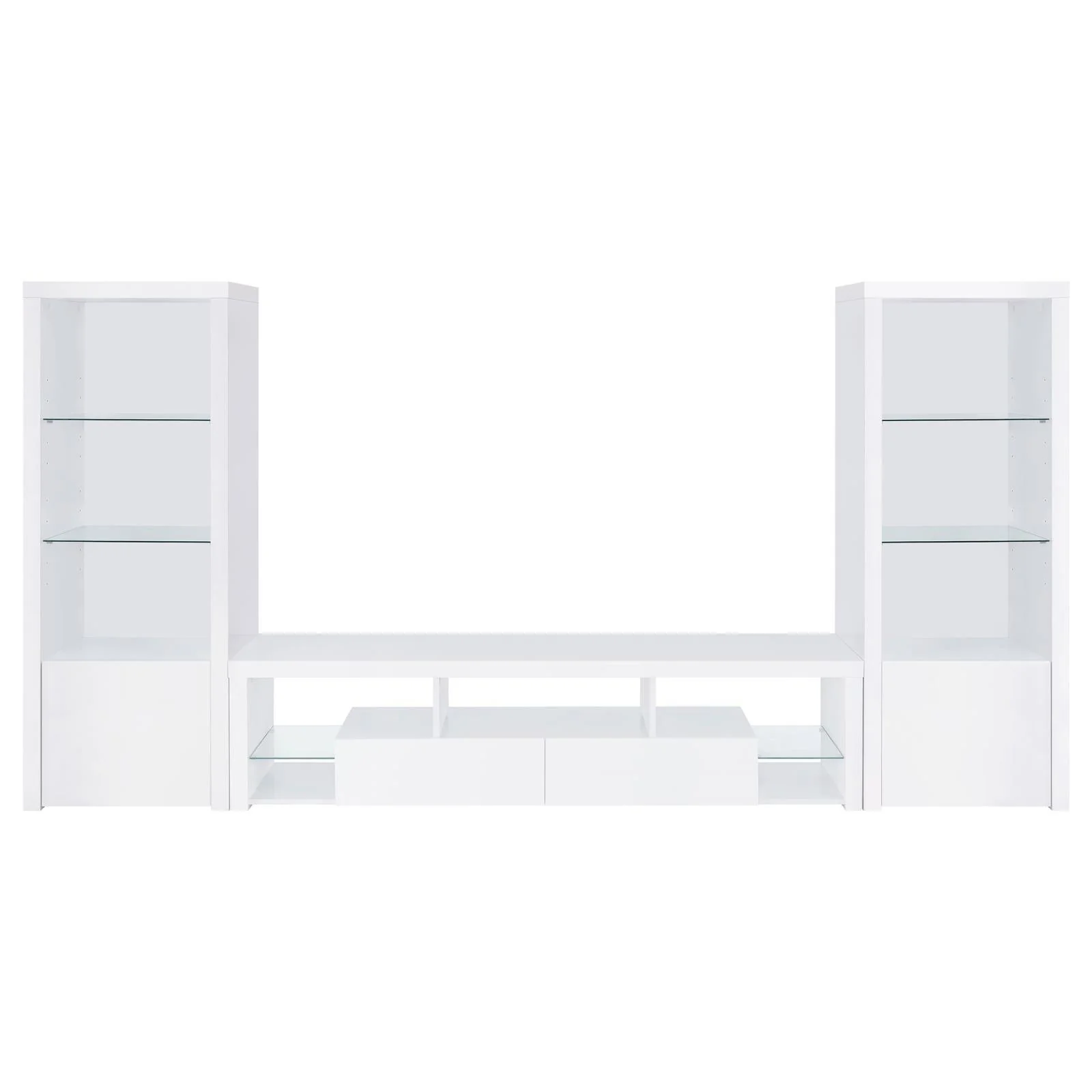 Jude White High Gloss 3-shelf Media Tower With Storage Cabinet - Image 8