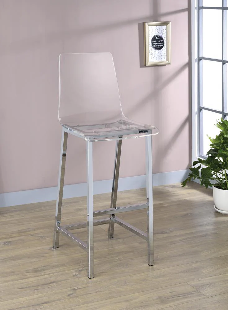 Juelia Chrome/Clear Acrylic Bar Stools, Set of 2 - Image 2