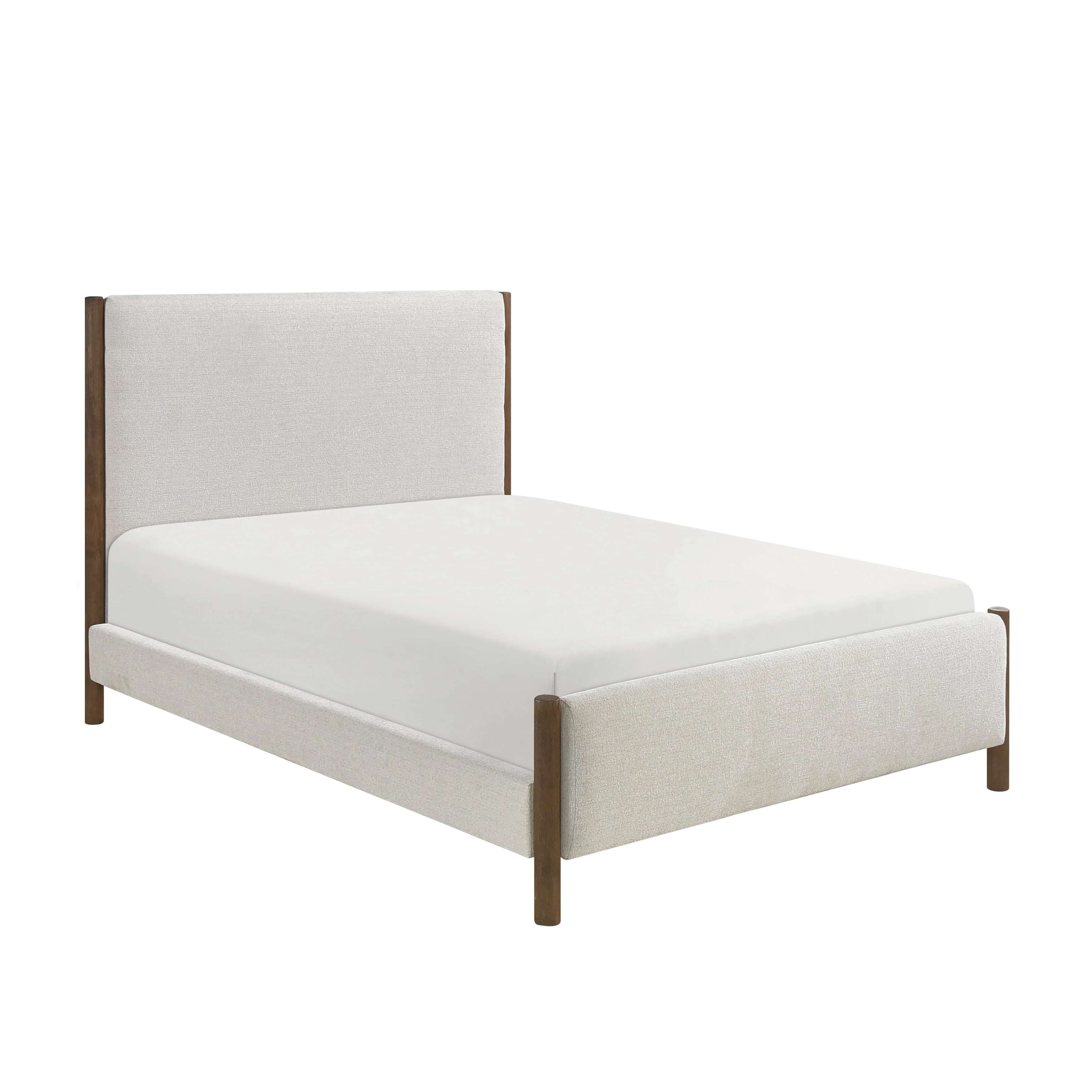 Julian Beige/Caramel Oak Full Upholstered Platform Bed - Image 3