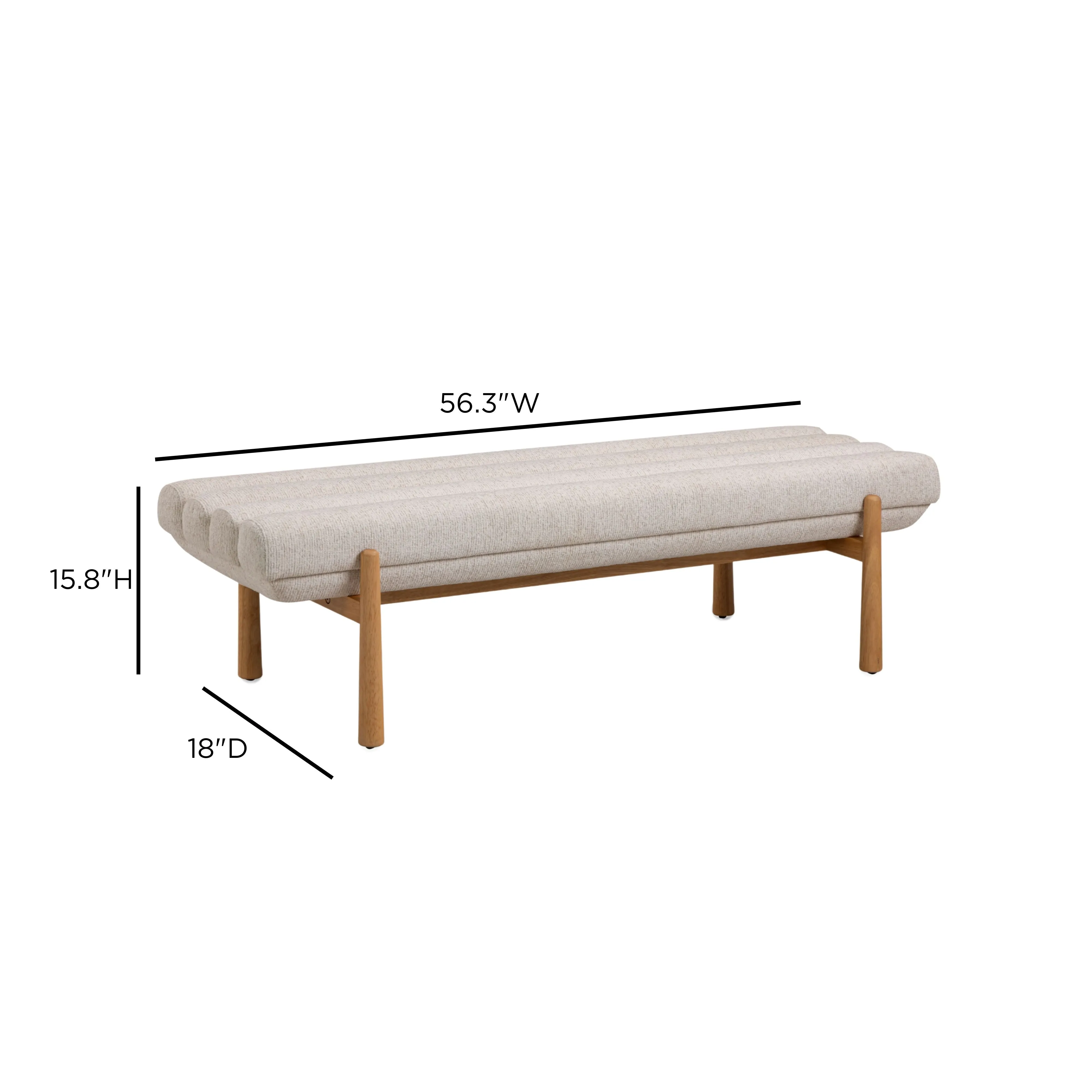 Julianna 56" Textured Fabric Bench - Image 5