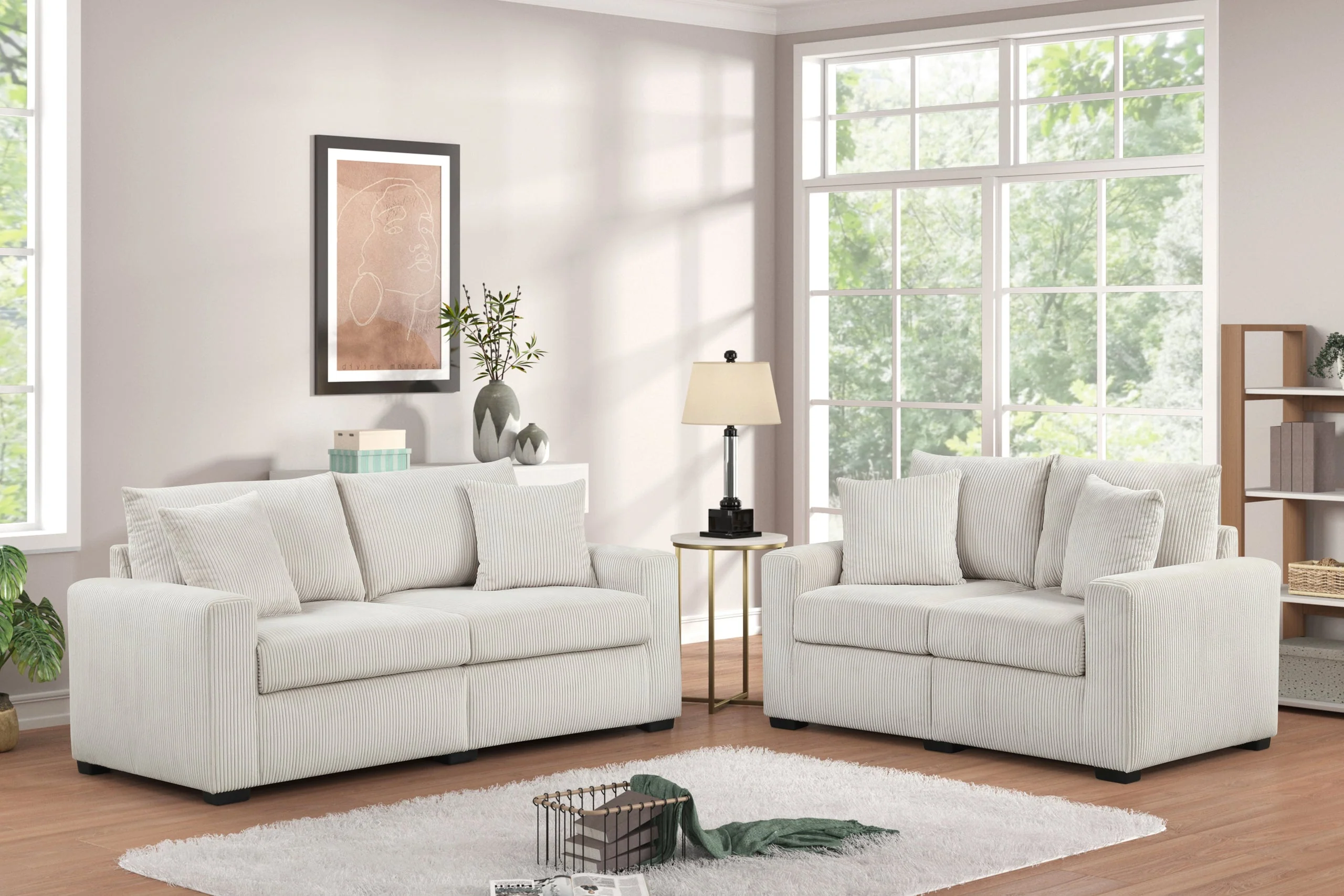 Julio Beige Sofa and Loveseat