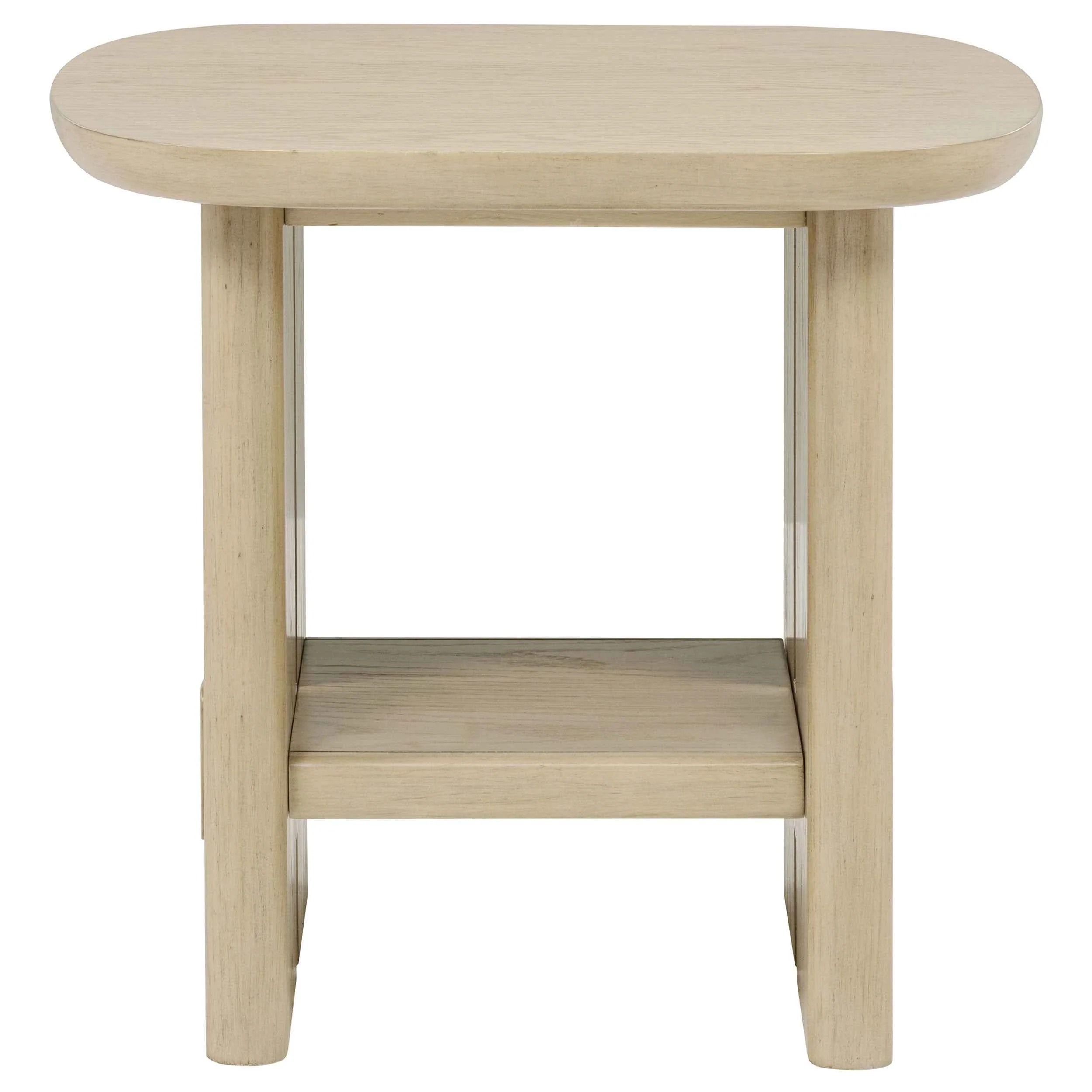 Kailani Beige Oak Coastal Square End Side Table with Shelf - Image 3