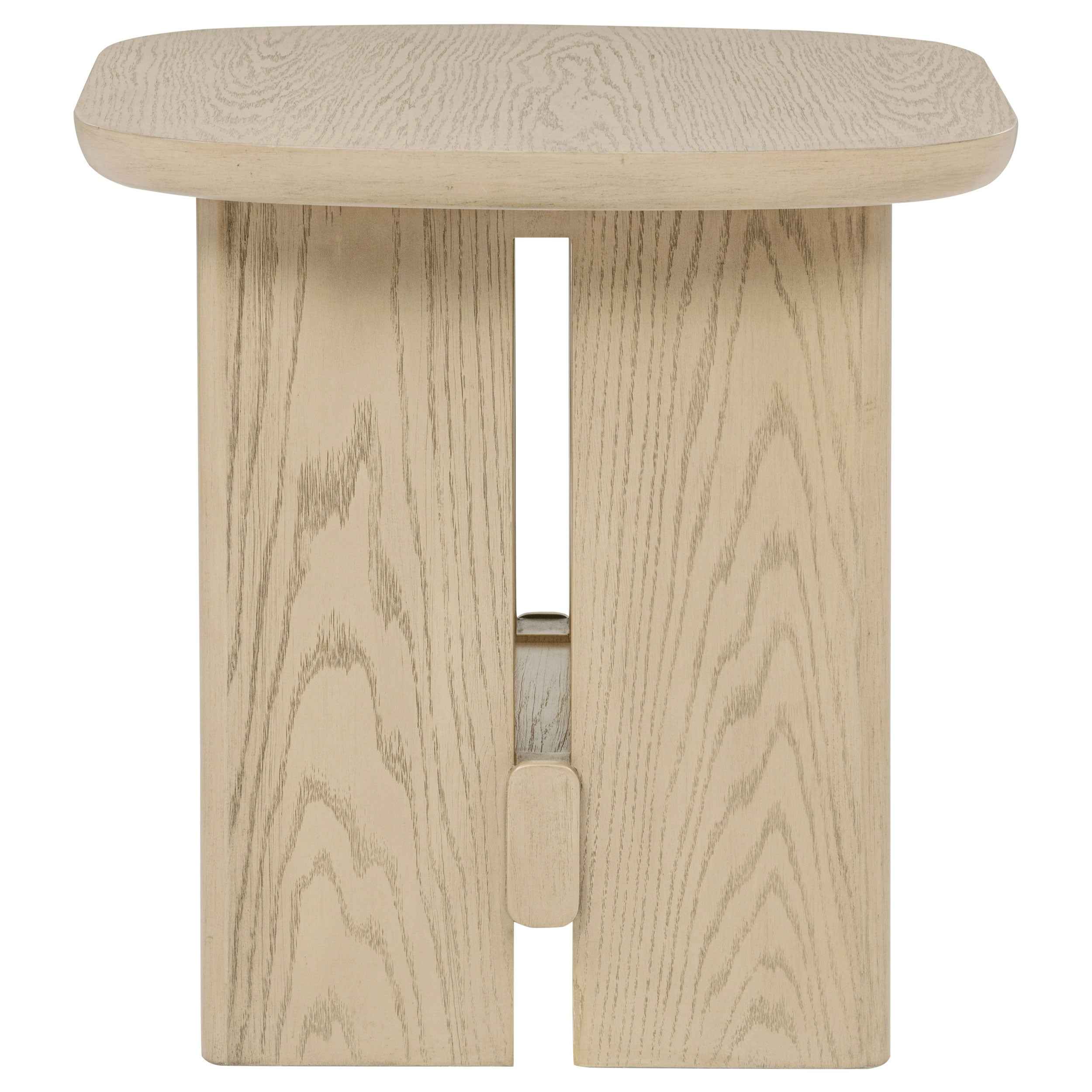Kailani Beige Oak Coastal Square End Side Table with Shelf - Image 5