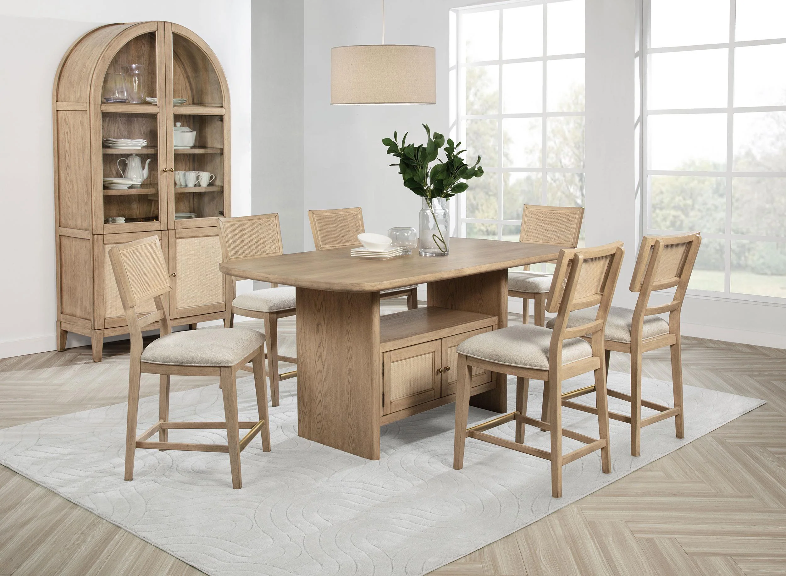 Kailani Beige Oak Counter Height Dining Set