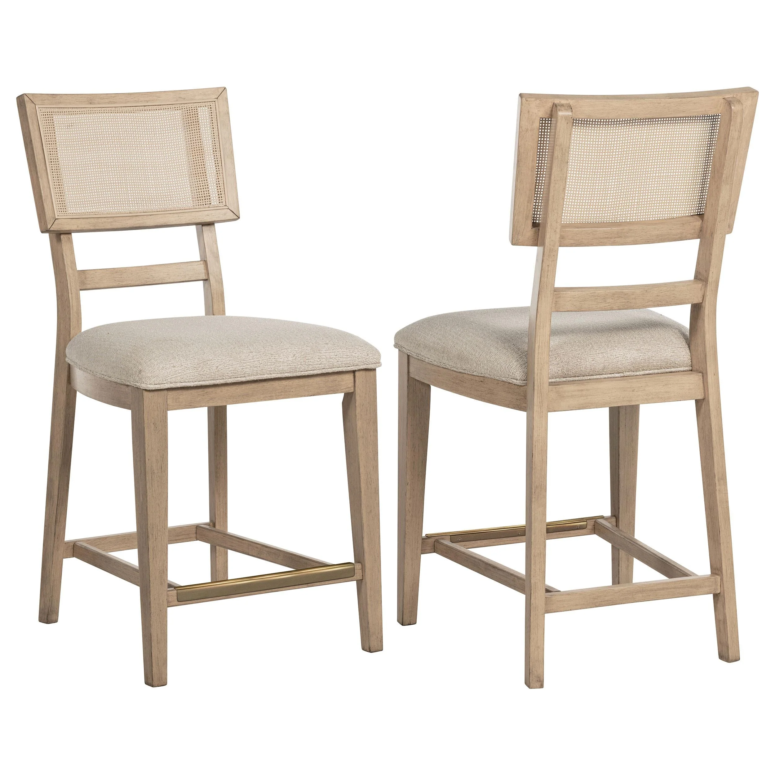 Kailani Radio Weave Cane Counter Dining Side Chair Beige Oak, Set of 2