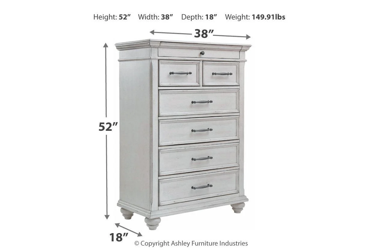 Kanwyn Whitewash Chest of Drawers - Image 3