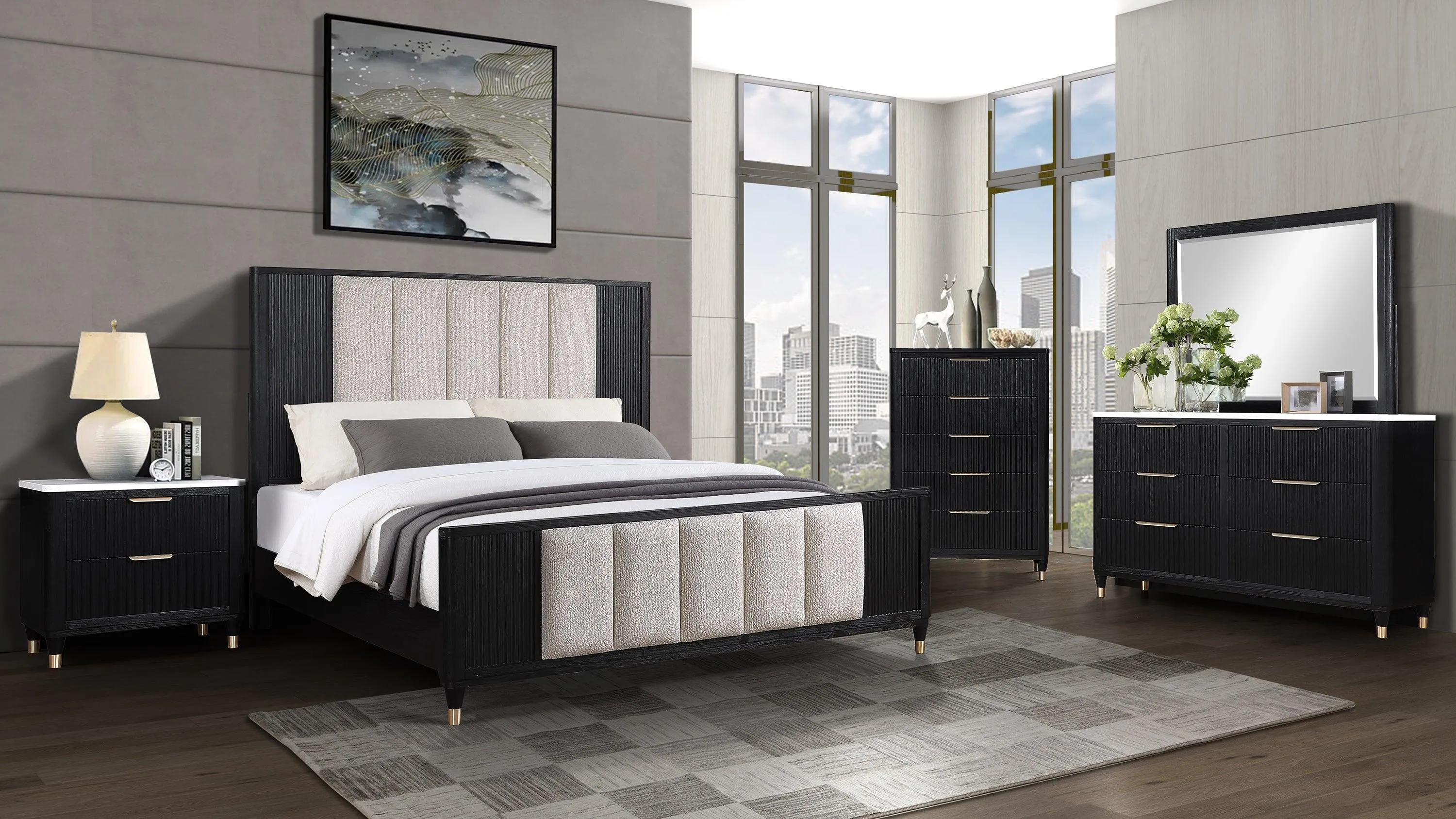 Kara Black Queen Panel Bed - Image 2