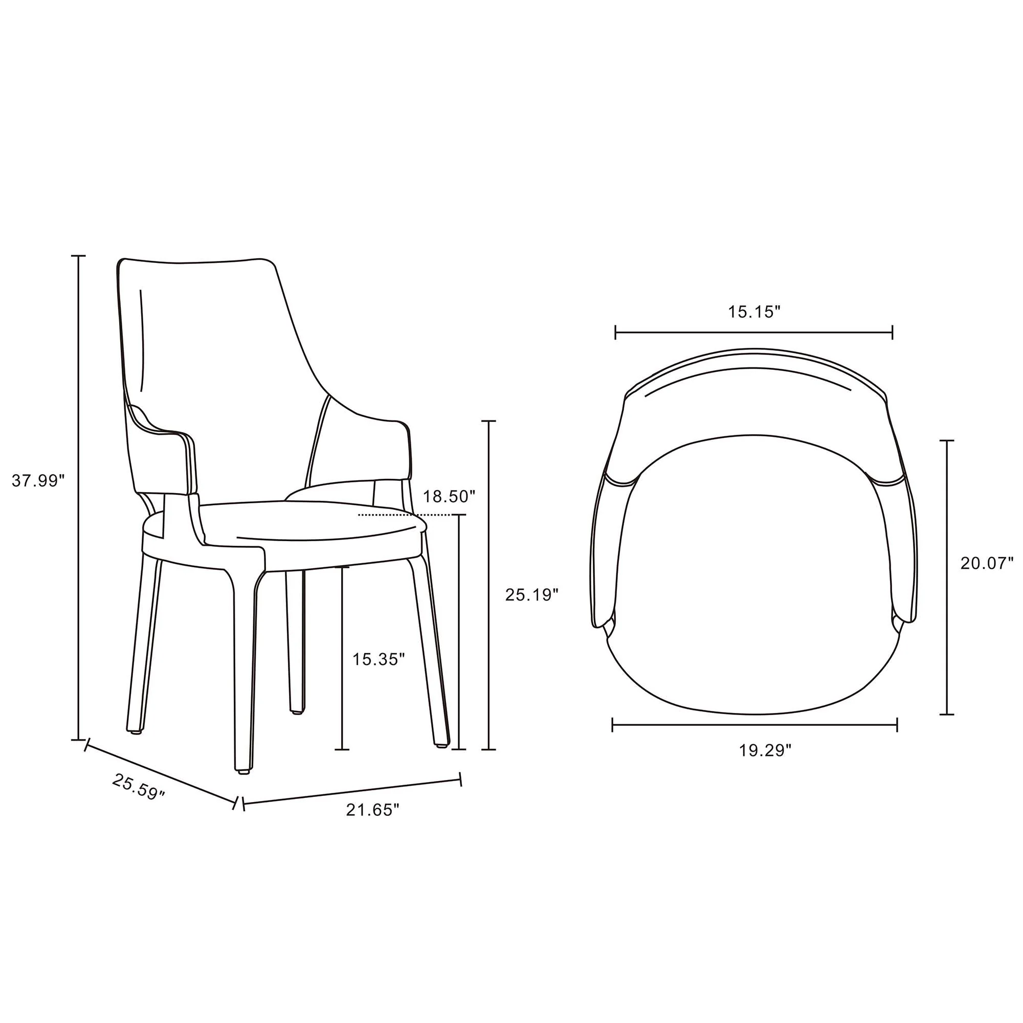 Kara Dining Arm Chair in Light Grey (set of 2) - Image 3