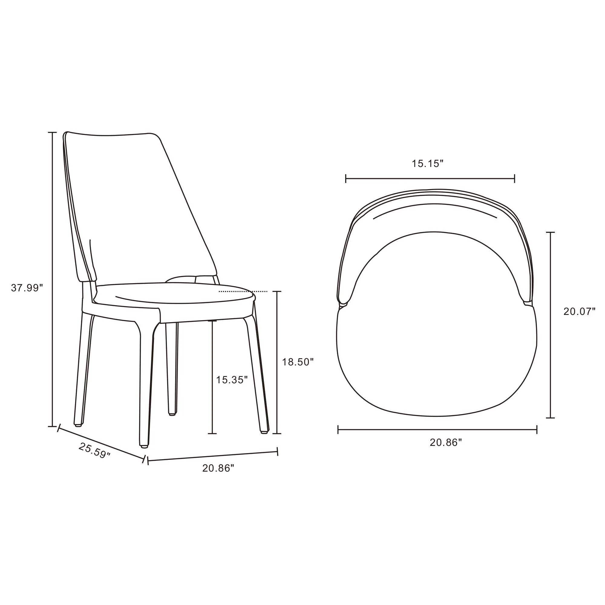 Kara Dining Side Chair in Light Grey (set of 2) - Image 3