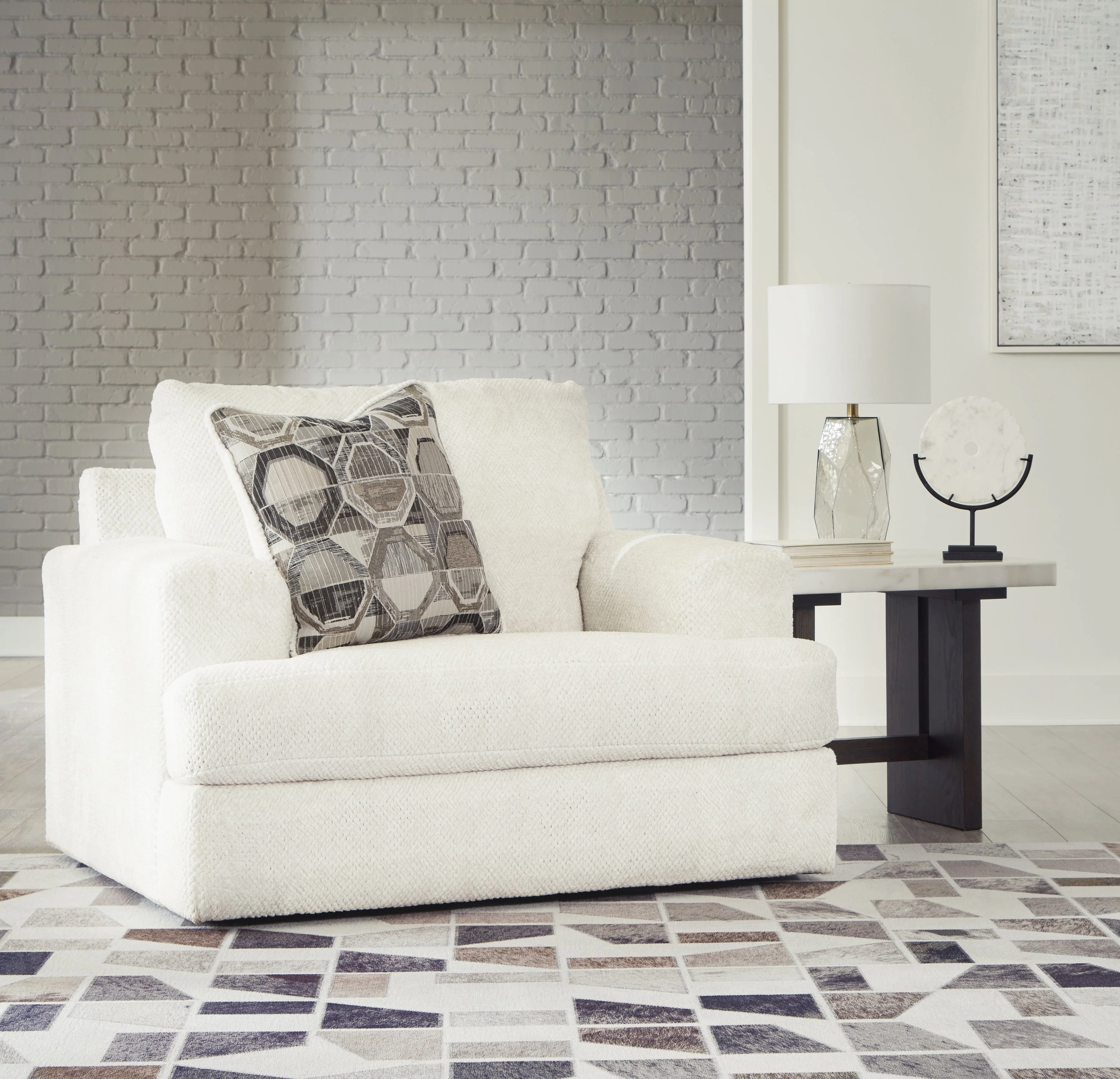 Karinne Linen Loveseat, Oversized Chair and Accent Ottoman - Image 25