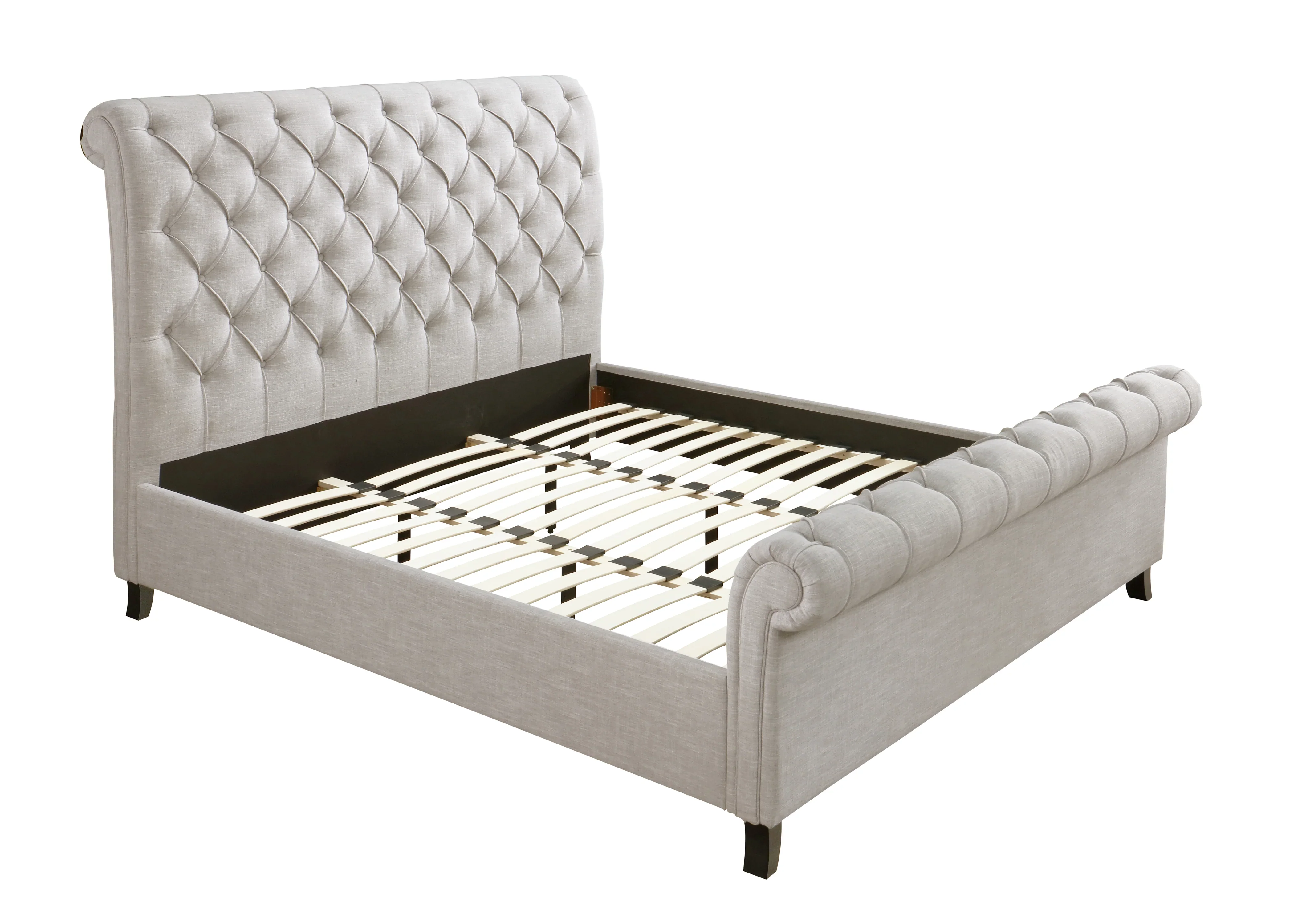 Kate Light Gray Tweed Queen Sleigh Platform Bed - Image 4