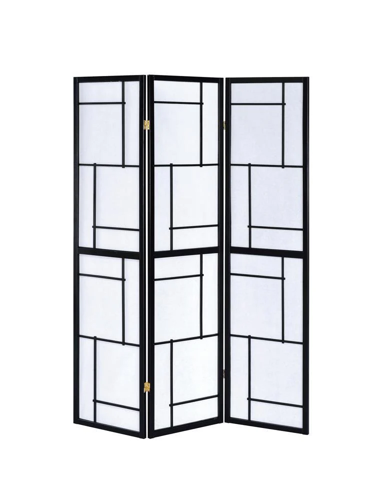 Katerina Black/White 3-Panel Folding Floor Screen - Image 2
