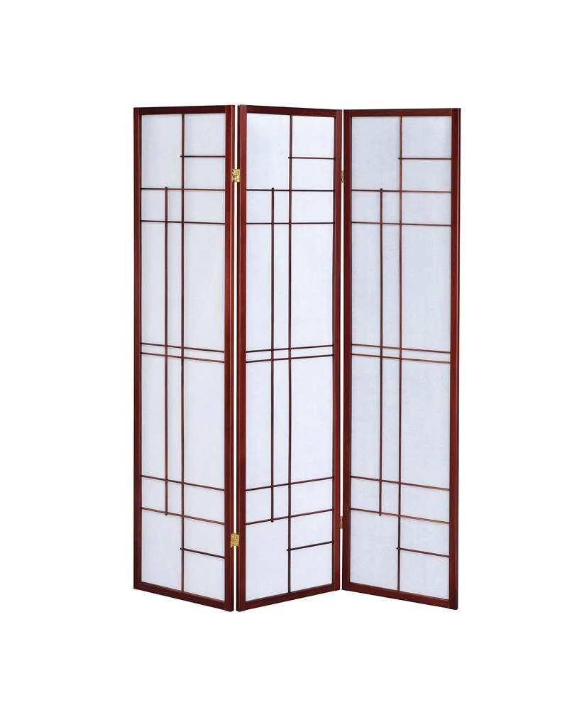 Katerina White/Cherry 3-Panel Folding Floor Screen - Image 2