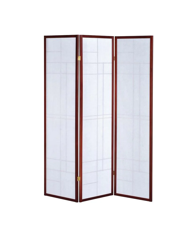 Katerina White/Cherry 3-Panel Folding Floor Screen - Image 4