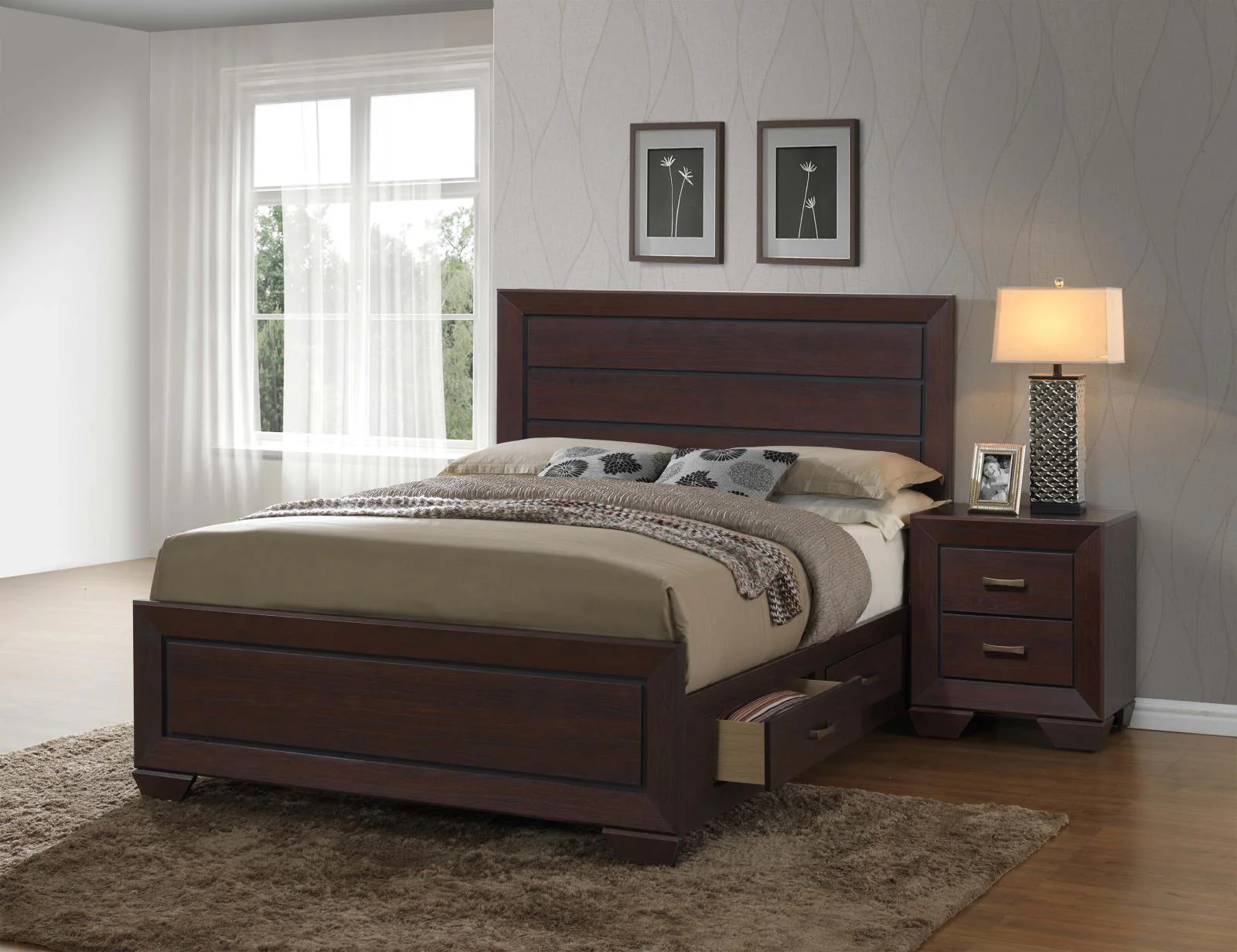 Kauffman 5-Piece Storage Queen Bedroom Set with High Straight Headboard - Image 2