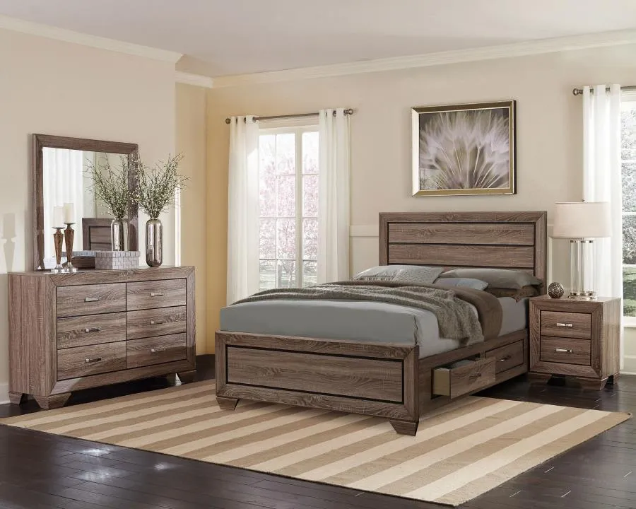 Kauffman 4-Piece Storage Queen Bedroom Set with High Straight Headboard