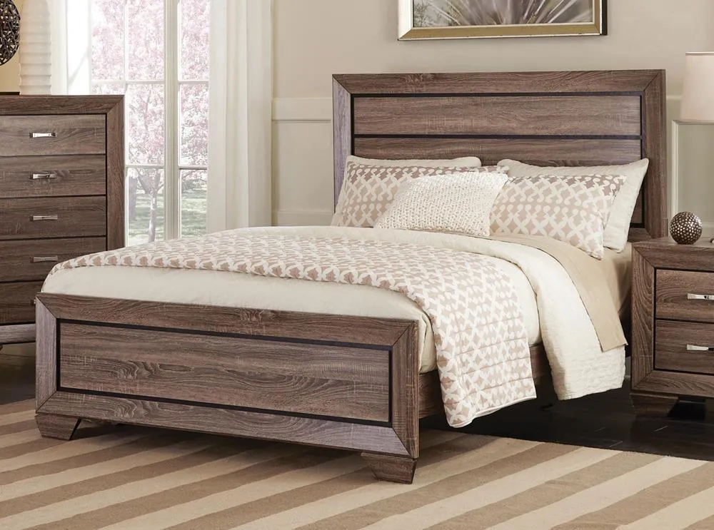 Kauffman Taupe Queen Panel Bed Washed