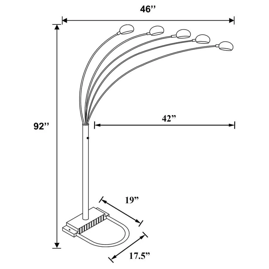 Kayd Chrome 92-inch Arc 5-light Dome Shade Metal Floor Lamp - Image 3
