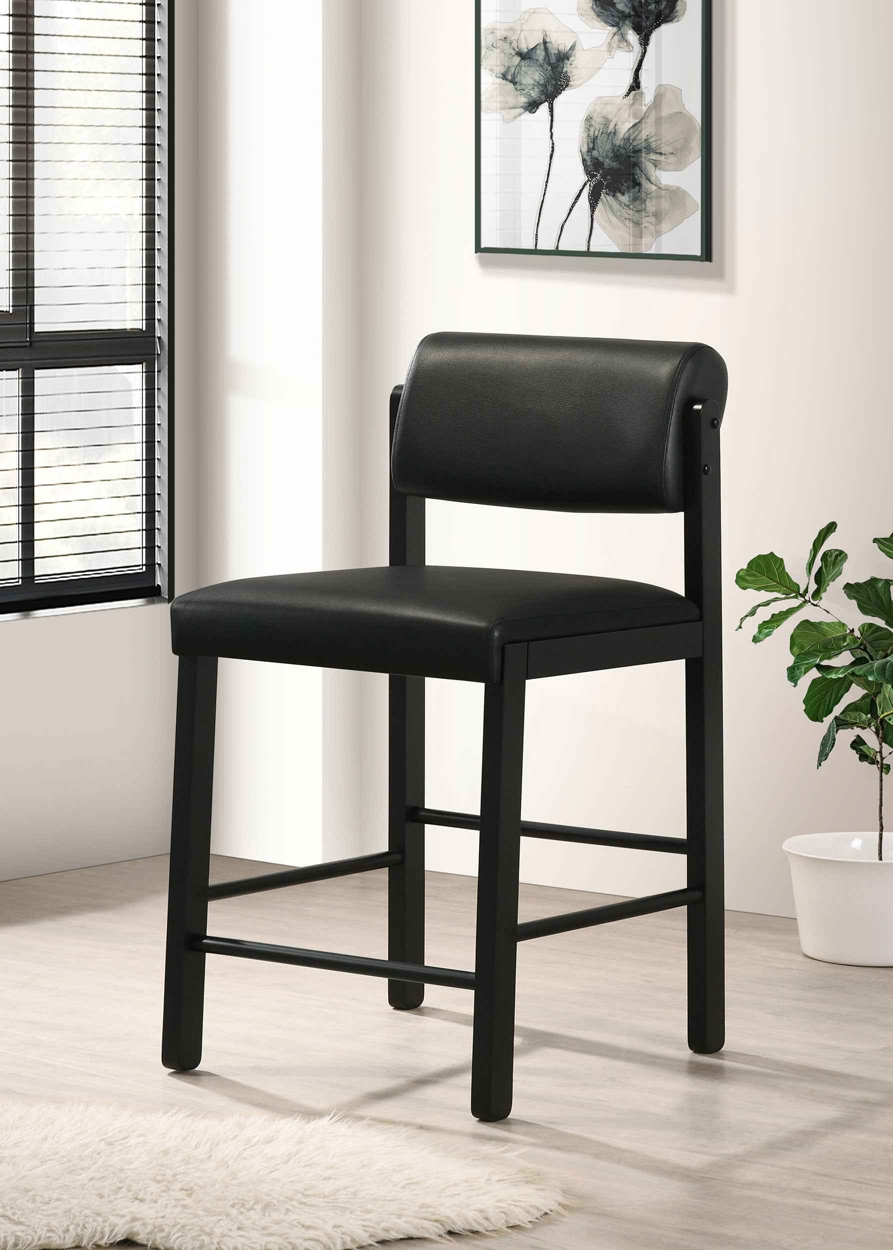 Kehoe Black Upholstered Counter Height Chair (Set of 2) - Image 2