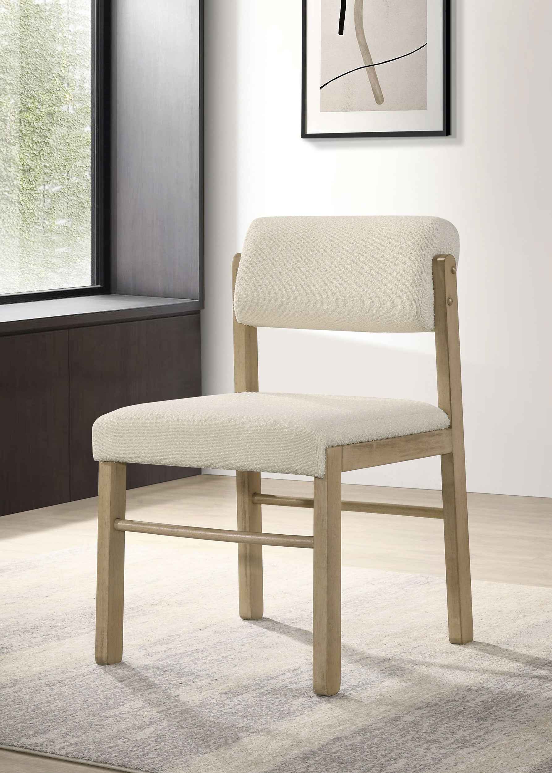 Kehoe Cream/Natural Oak Upholstered Dining Side Chair (Set of 2) - Image 2