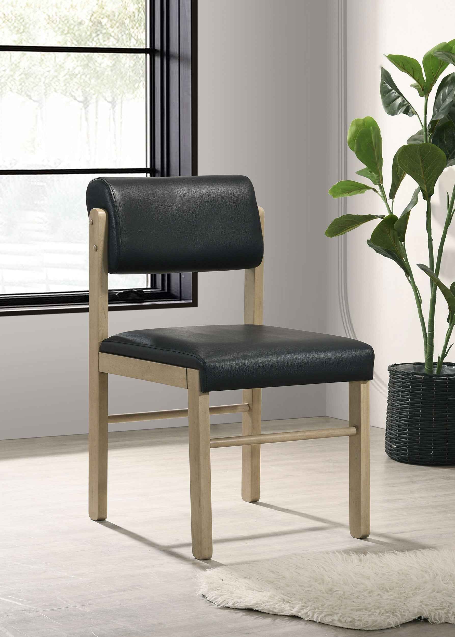 Kehoe Natural Oak/Black Upholstered Dining Side Chair (Set of 2) - Image 2