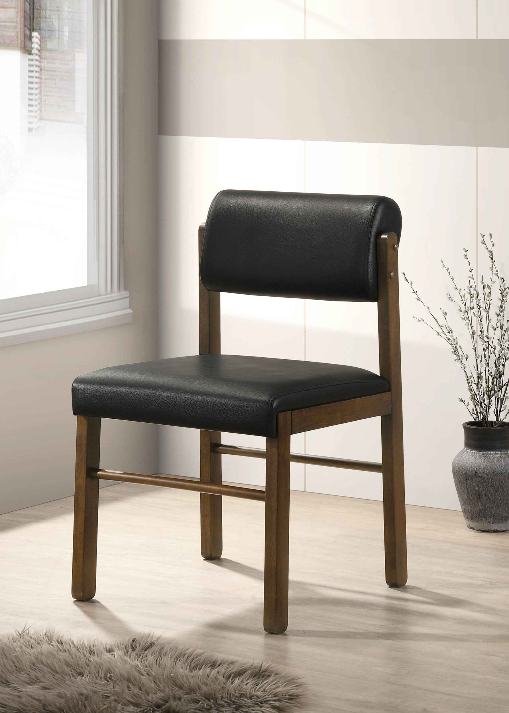 Kehoe Walnut/Black Upholstered Dining Side Chair (Set of 2) - Image 2