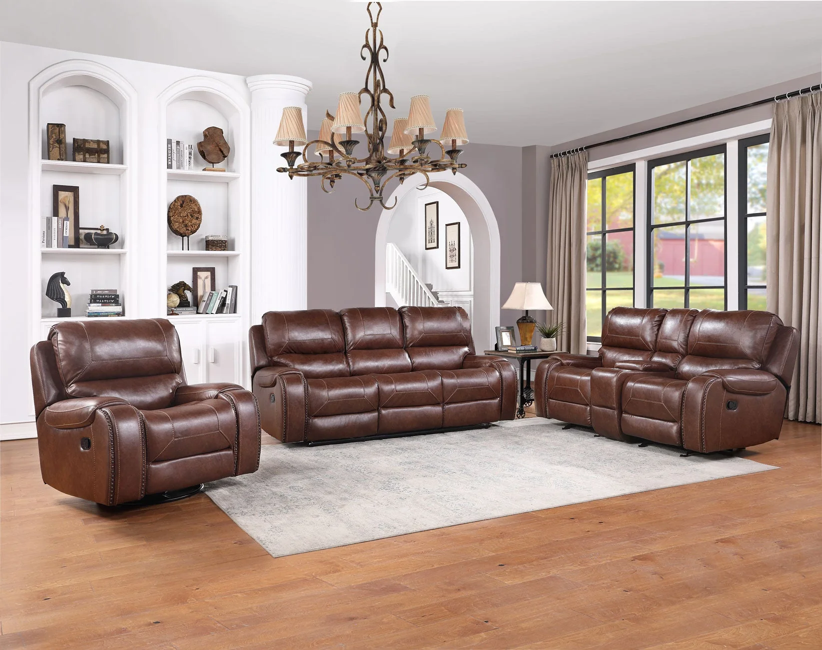 Keily Brown Reclining Sofa with Drop-Down Table - Image 15