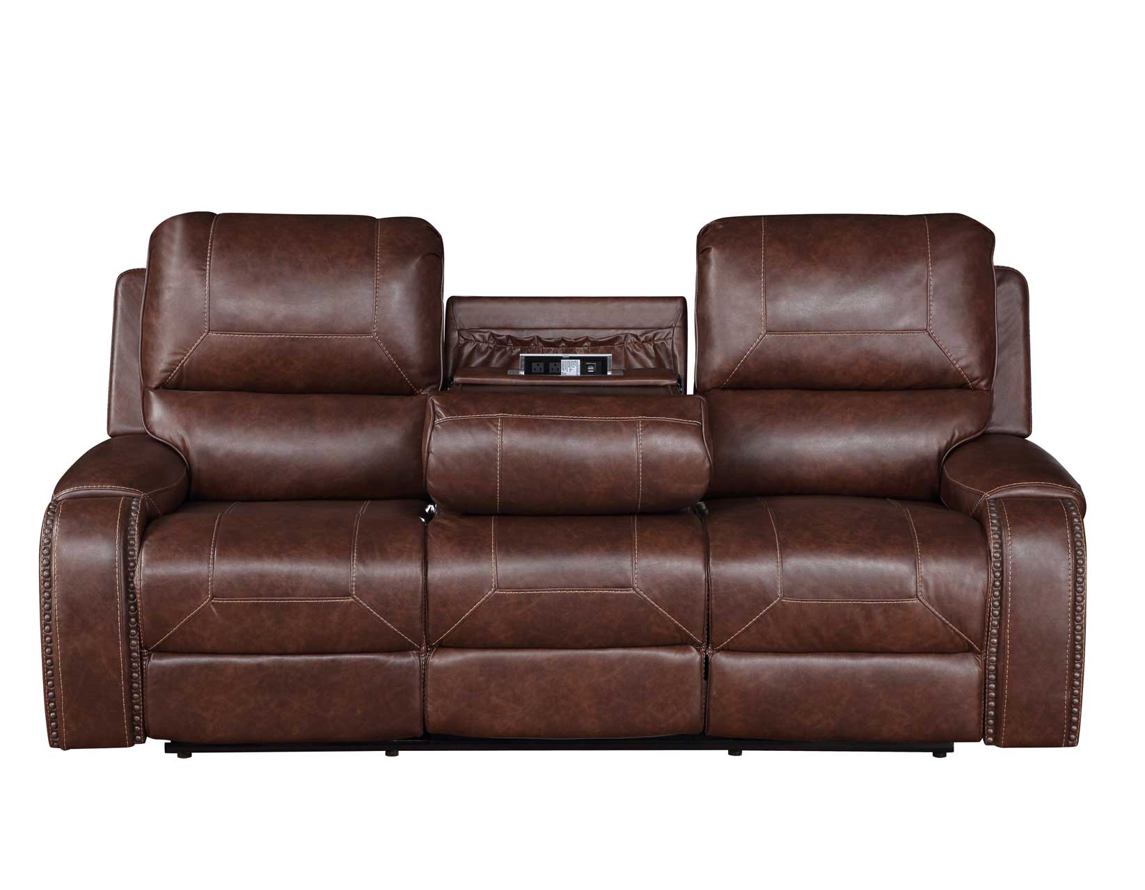 Keily Brown Reclining Sofa with Drop-Down Table - Image 2