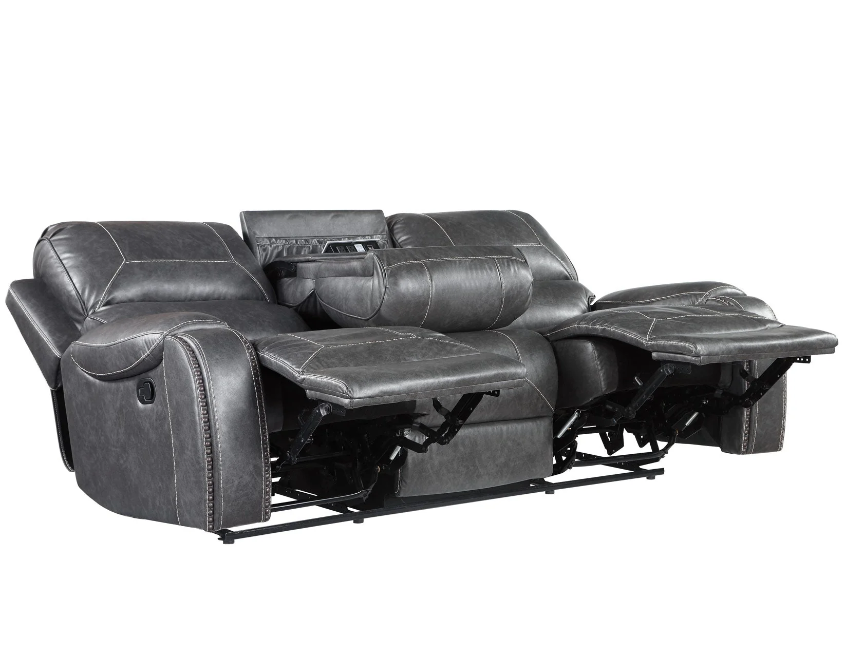 Keily Grey Reclining Sofa with Drop-Down Table - Image 9