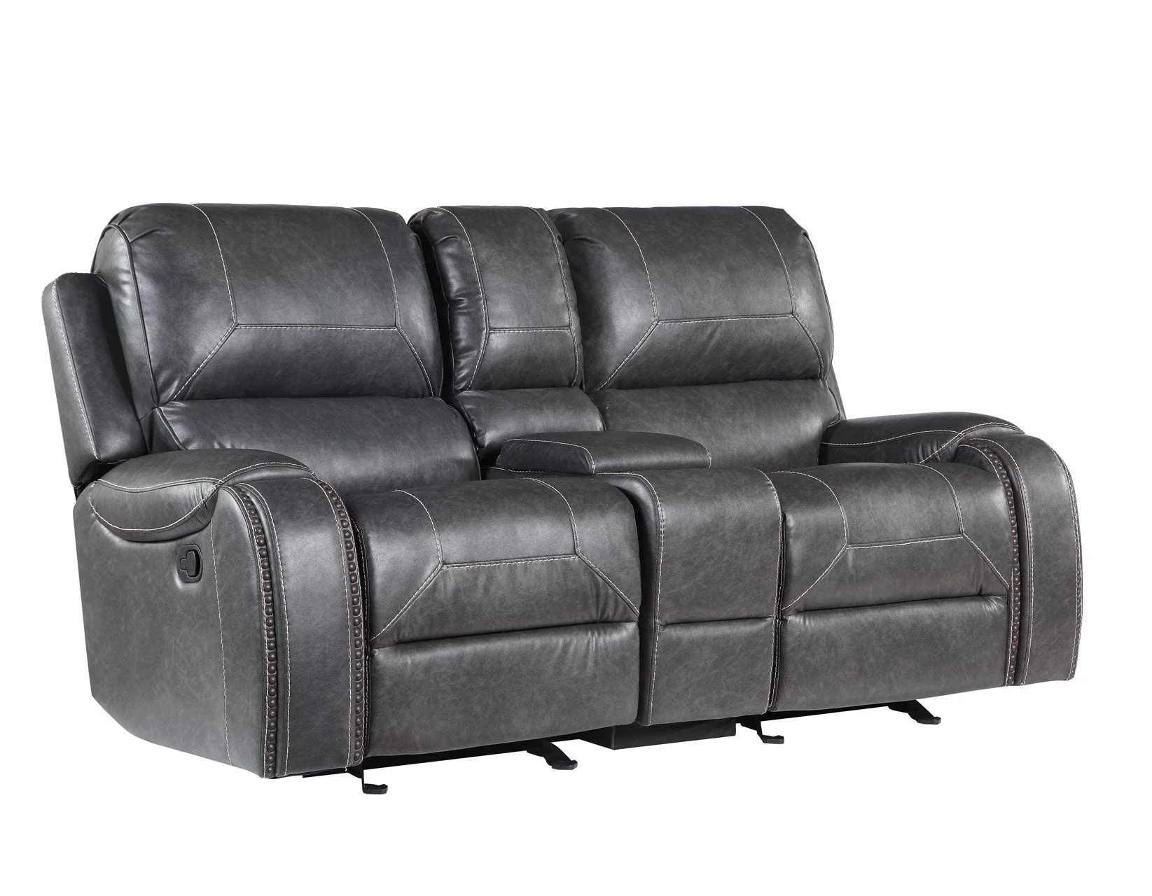 Keily Manual Glider Reclining Loveseat, Grey - Image 2