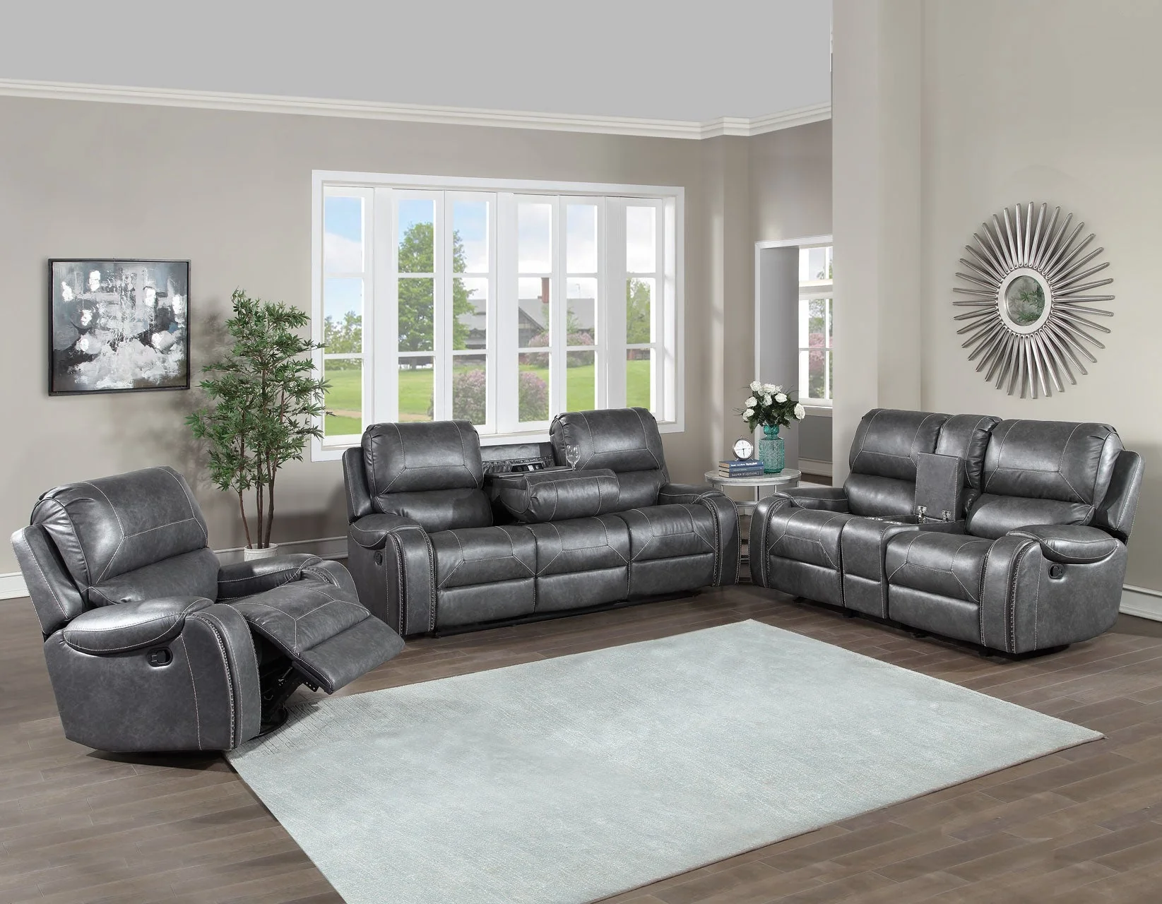 Keily Manual Glider Reclining Loveseat, Grey - Image 8