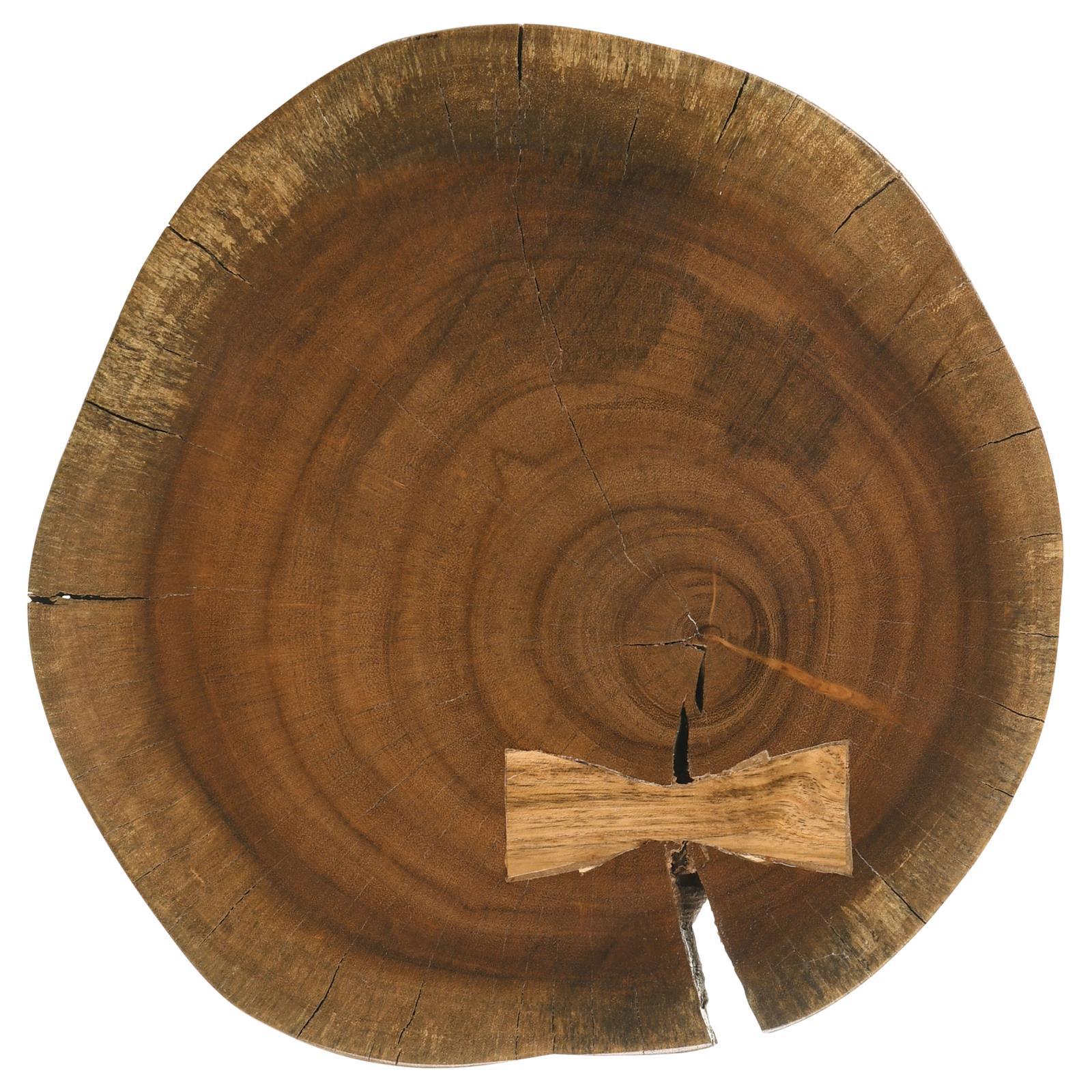 Keith Natural and Black Round Wood Top Side Table - Image 3